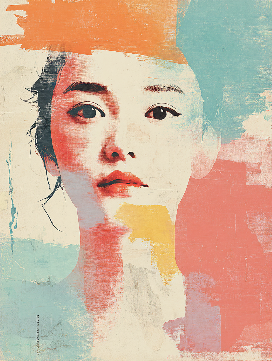 Abstract Collage Woman Portrait Painting