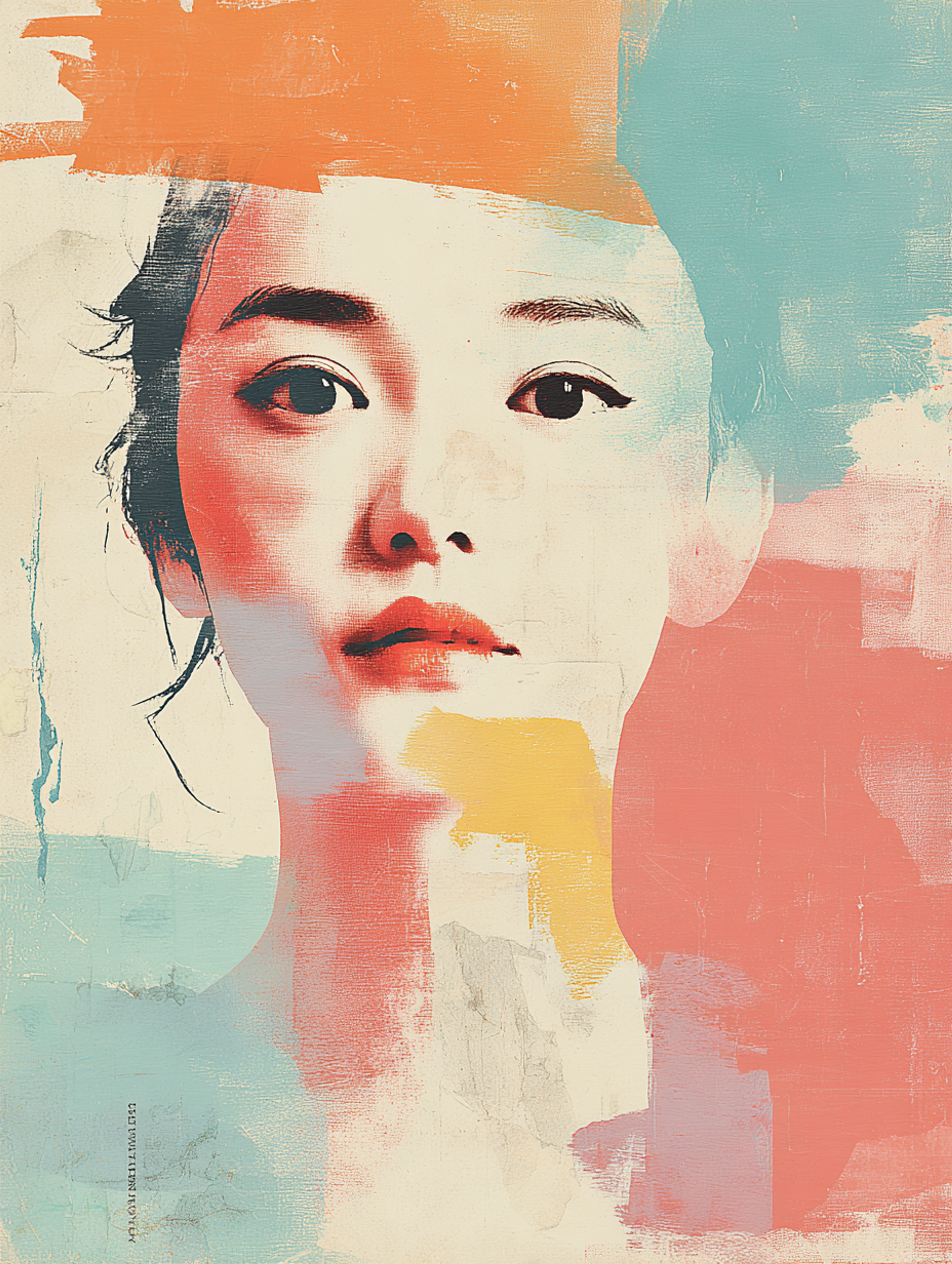 Abstract Collage Woman Portrait Painting