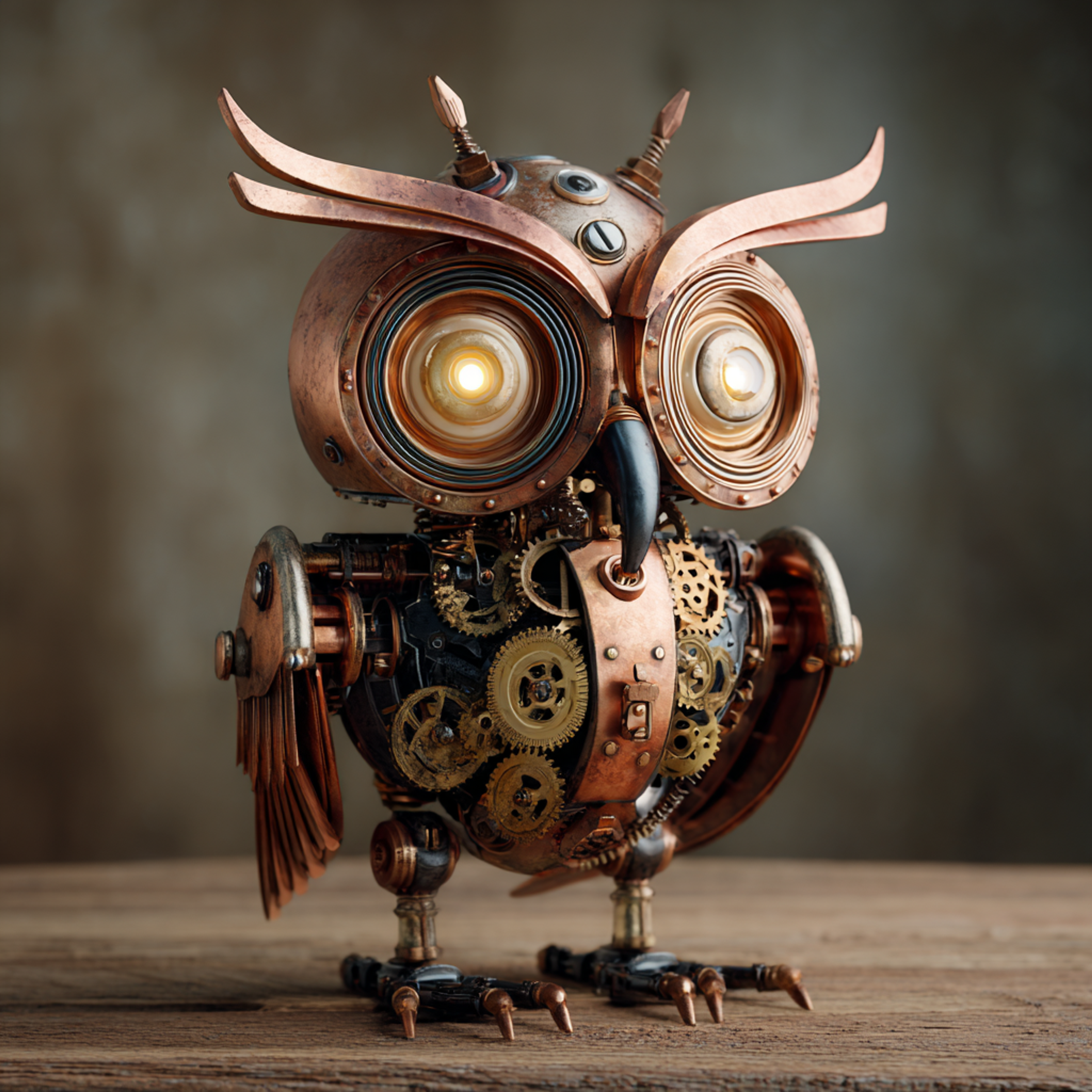 Steampunk Owl Robot Character