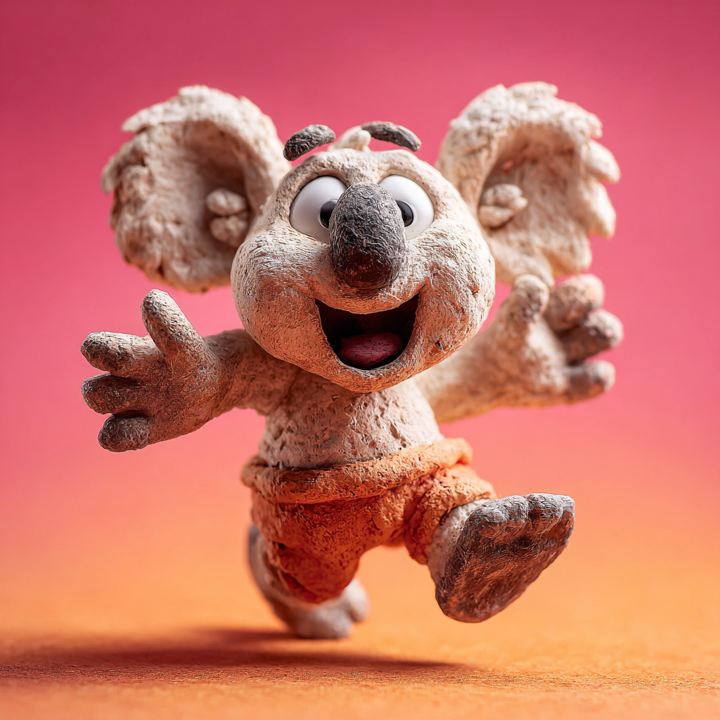 Whimsical Clay Koala Stop Motion Character