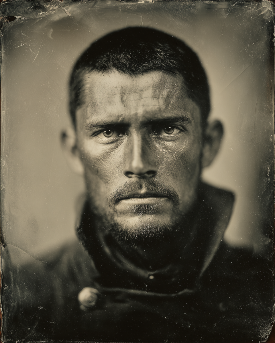 Haunting Tintype Stoic Civil War Soldier with Photo