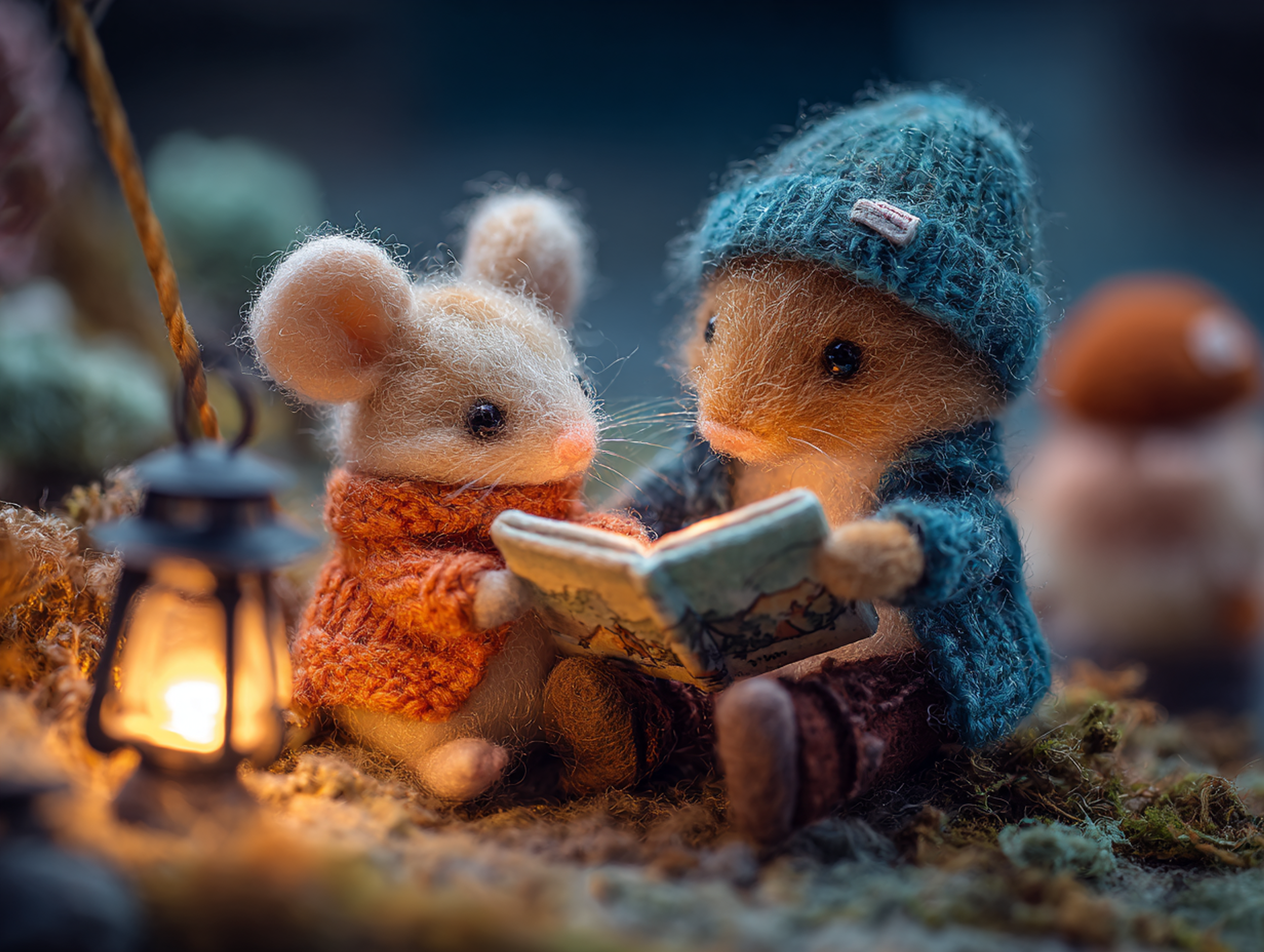 Heartwarming Diorama Dog Reading Tiny Photo