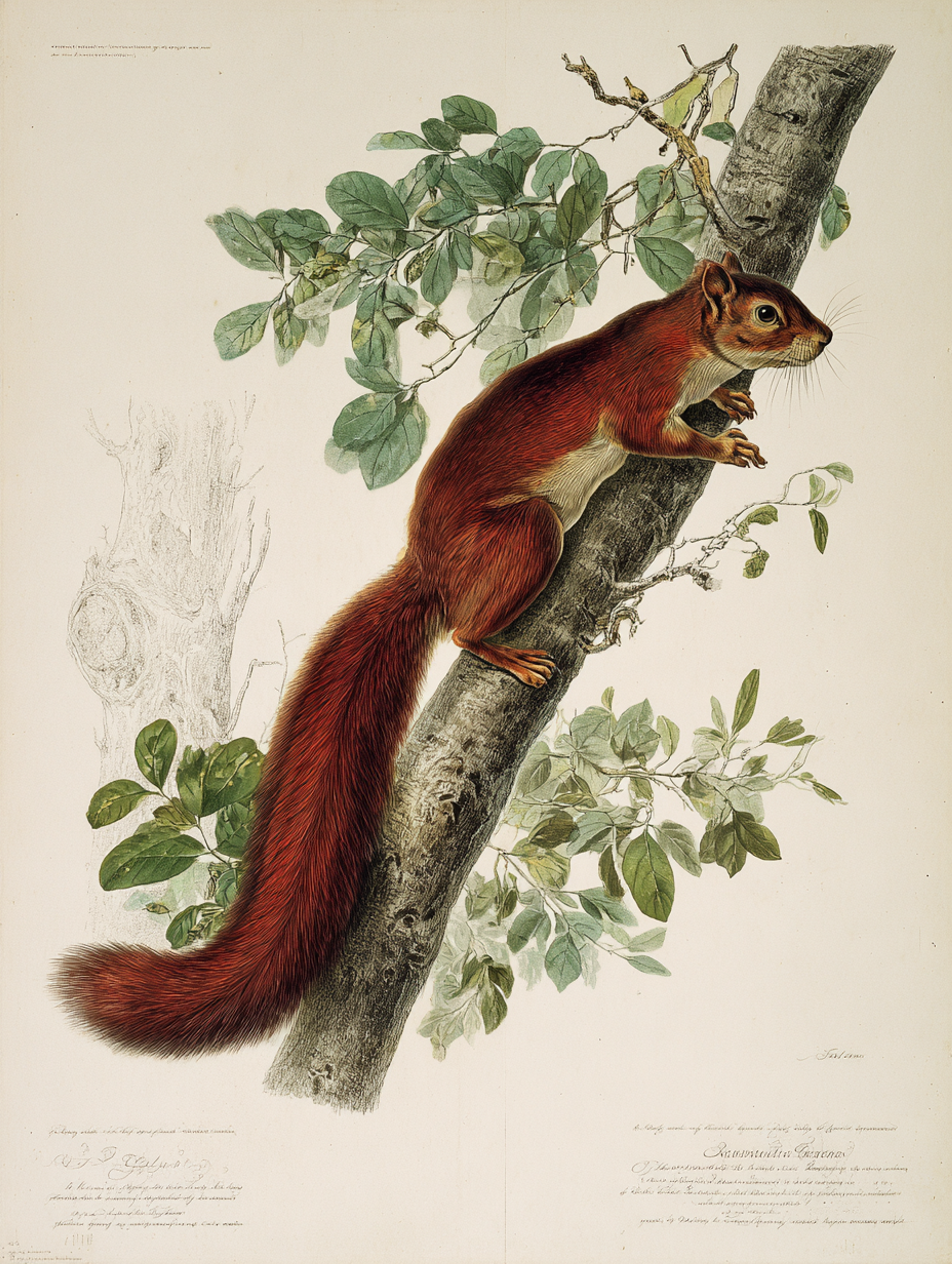 Ornithological Red Squirrel Illustration