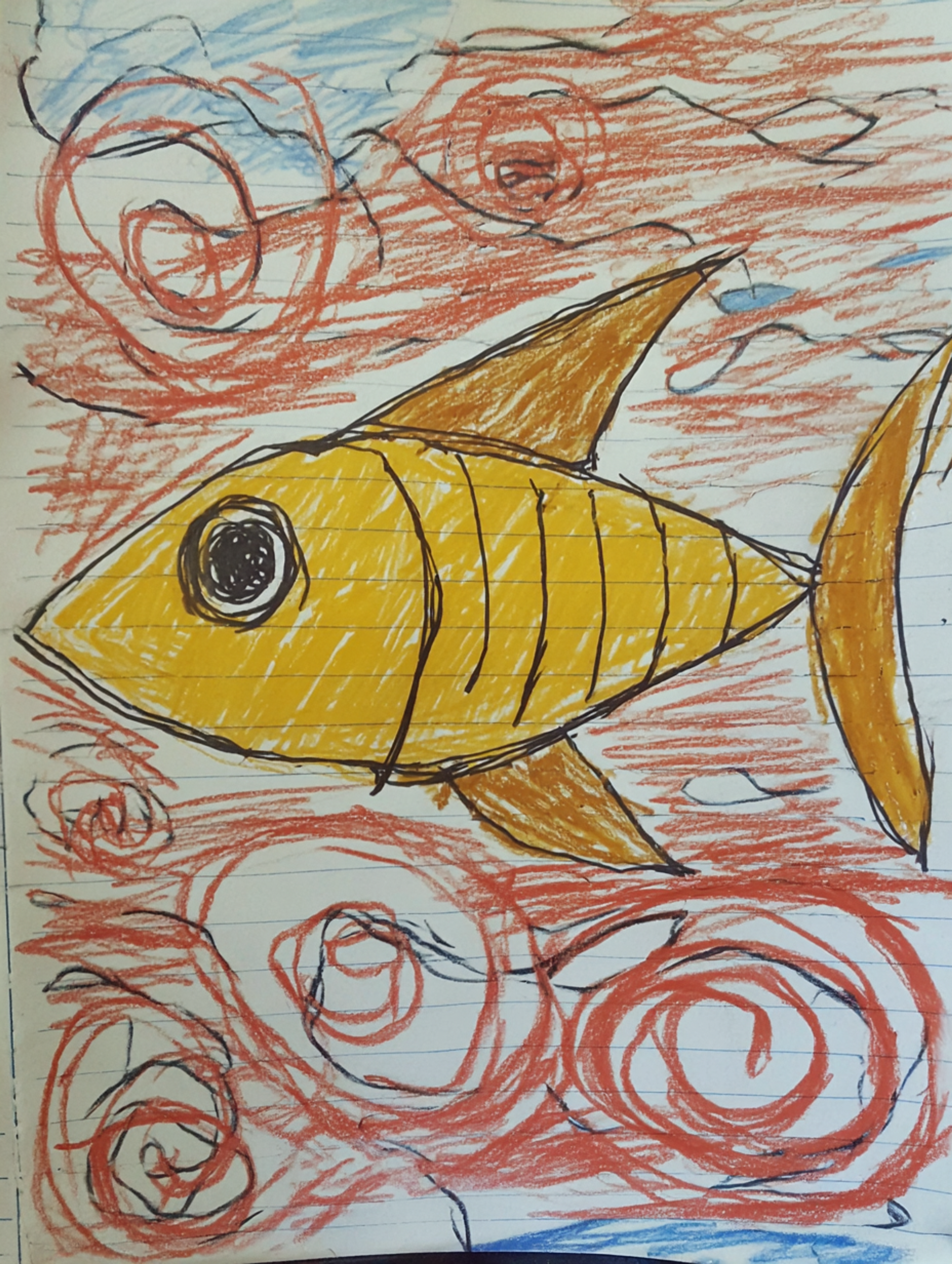 Naive Crayon Fish Sketch