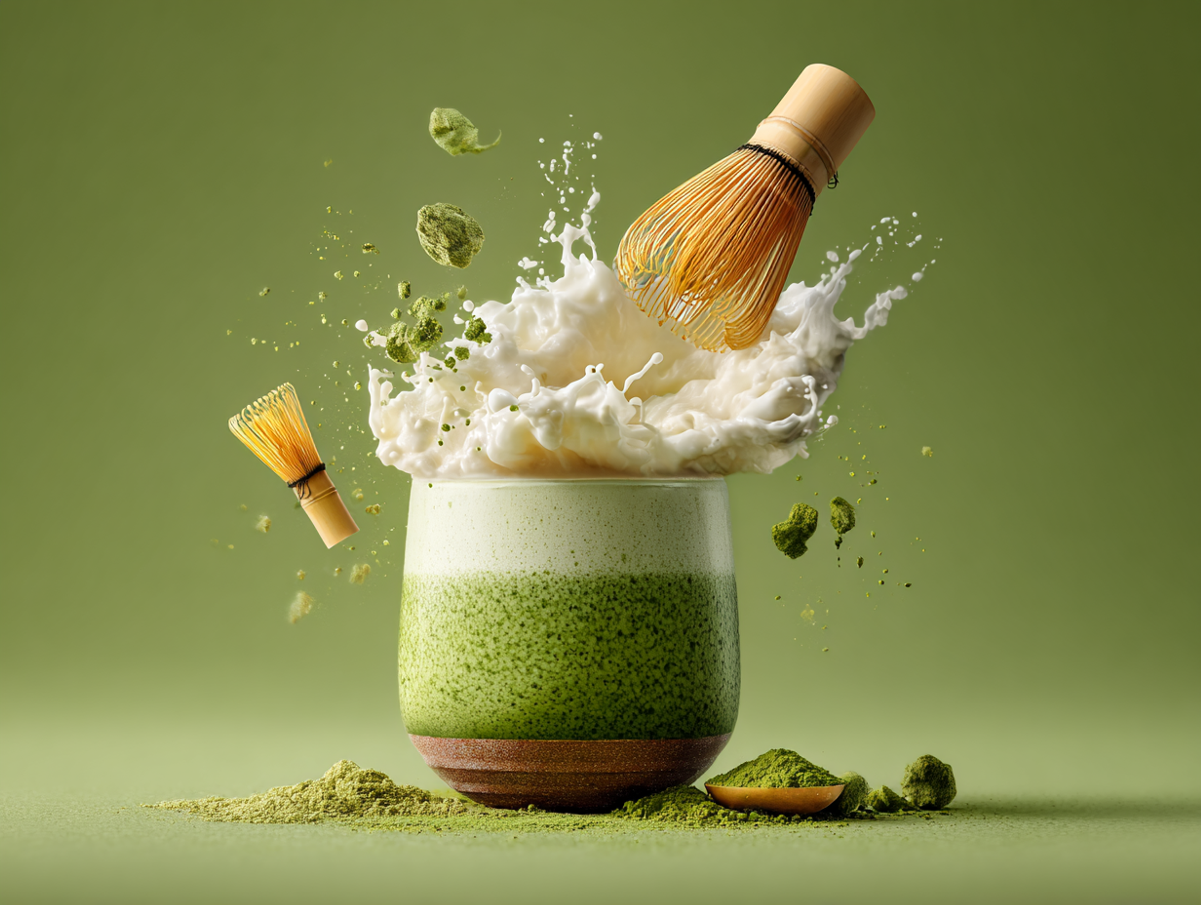 Sophisticated Cup of Matcha Latte Advertisement Photo