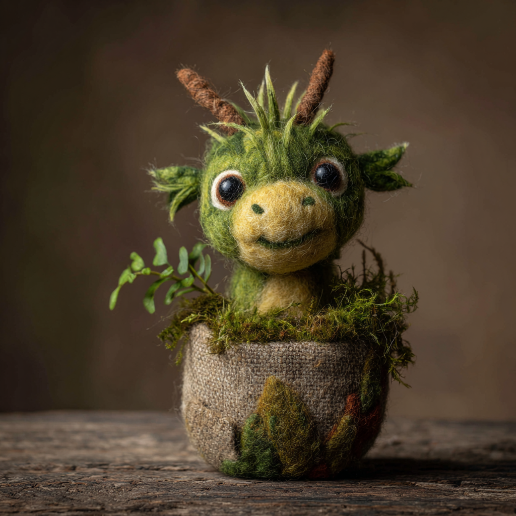 Cute Felted Dragon Handmade Pot Photo