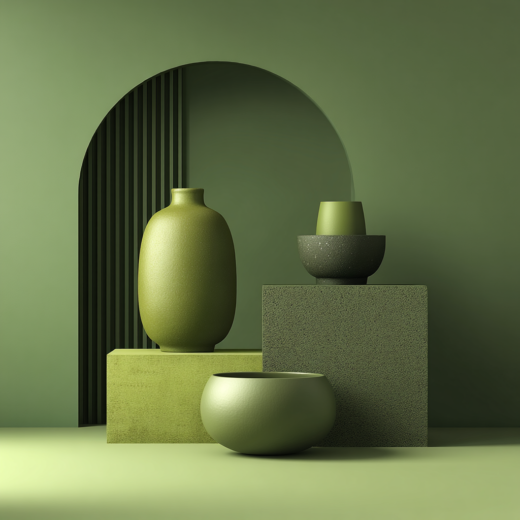 Monochrome Olive Green Editorial Still Life