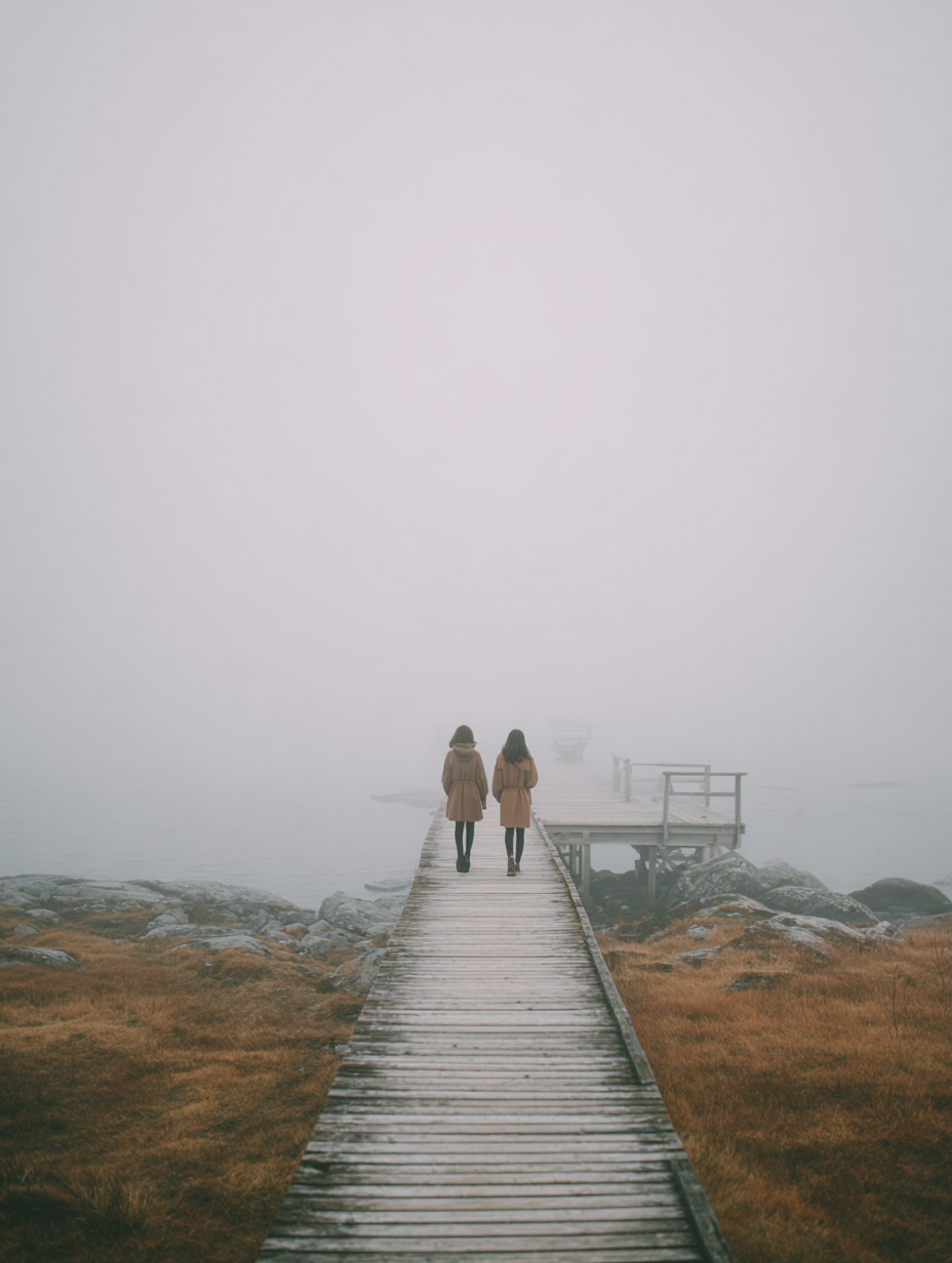 Overcast Nordic Foggy Boardwalk Photo