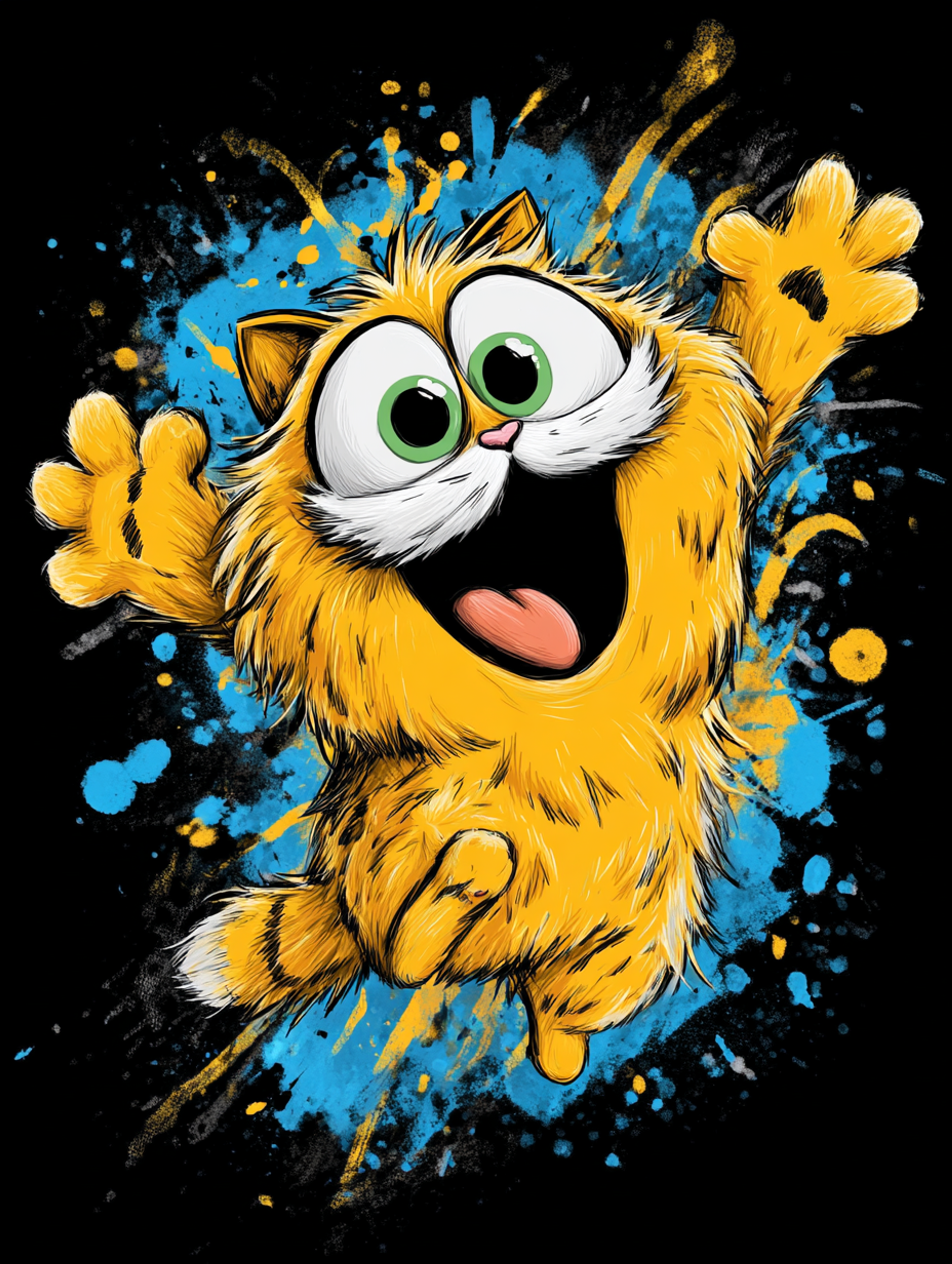 Vibrant Expressive Cheerful Cat Illustration