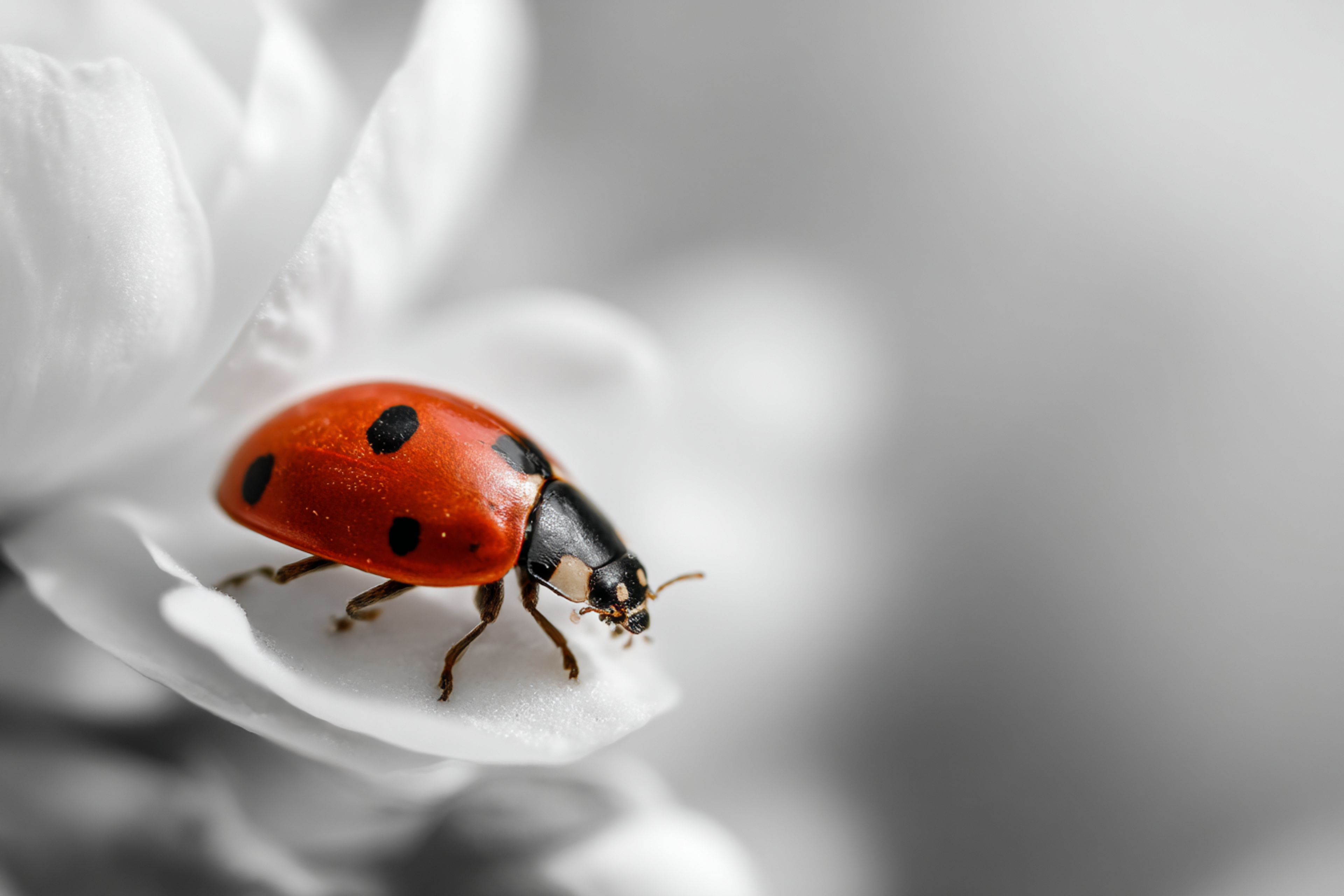 Selective Color Ladybug Flower Photo