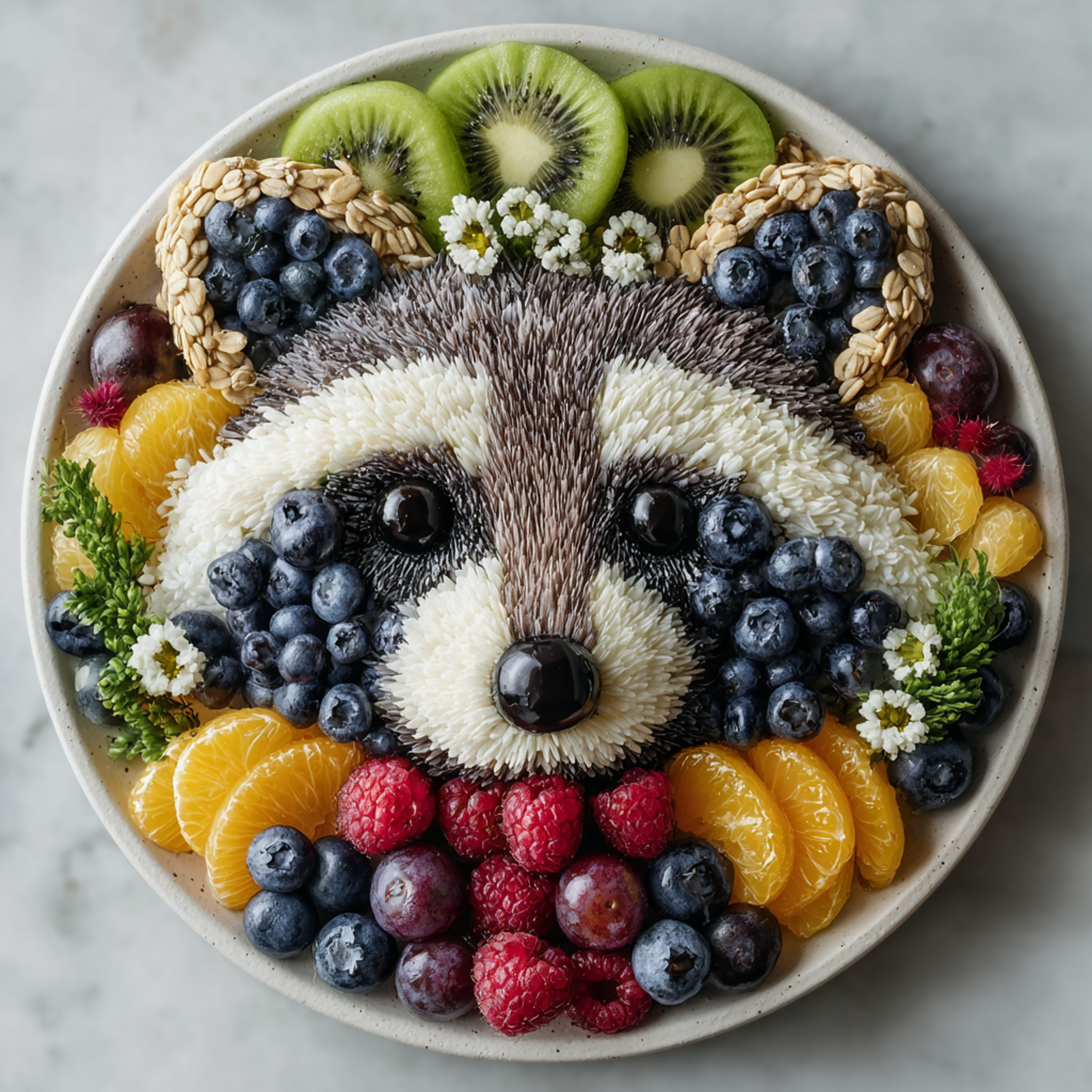Cute Raccoon Food Art Plate