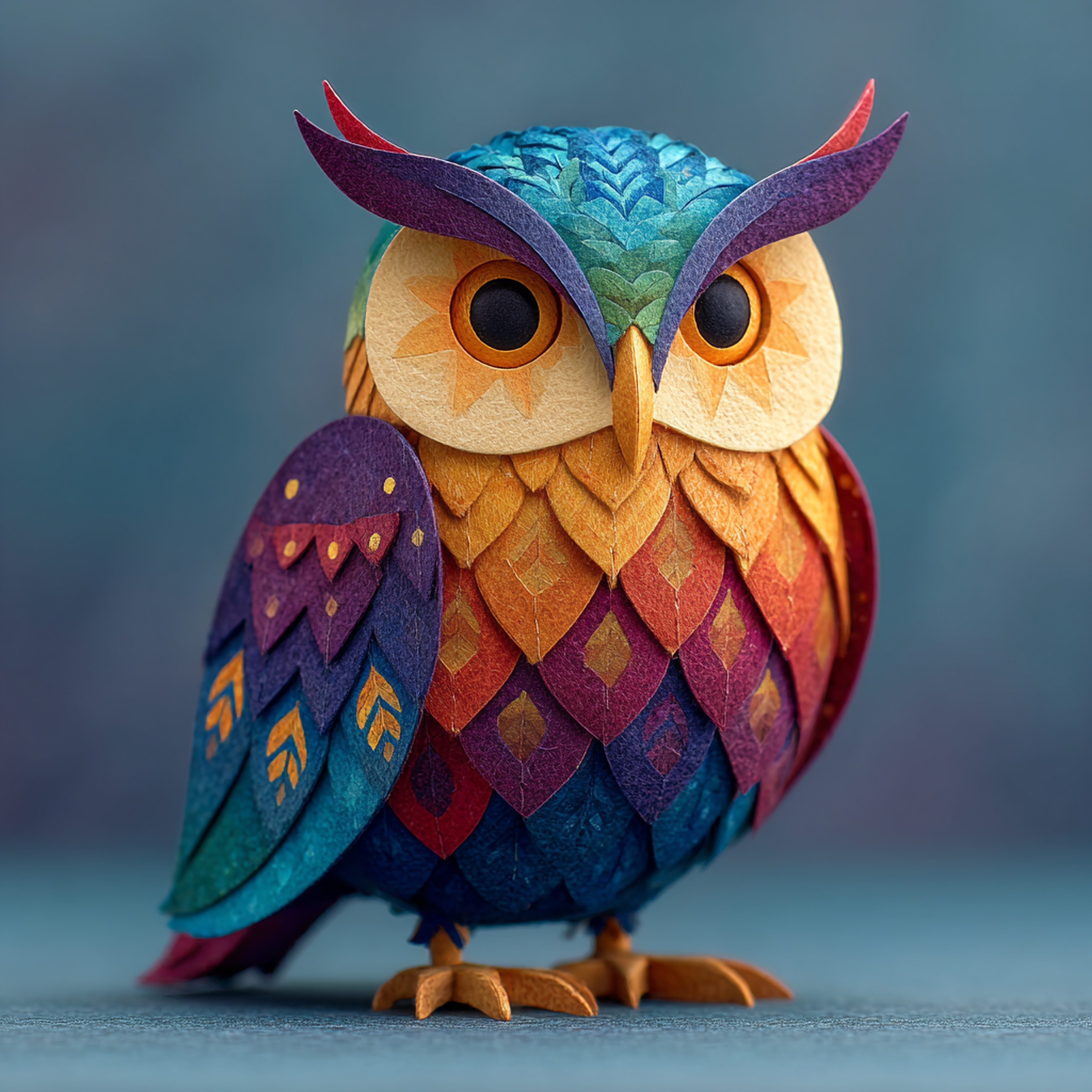 Intricate Baby Owl Papercraft Sculpture