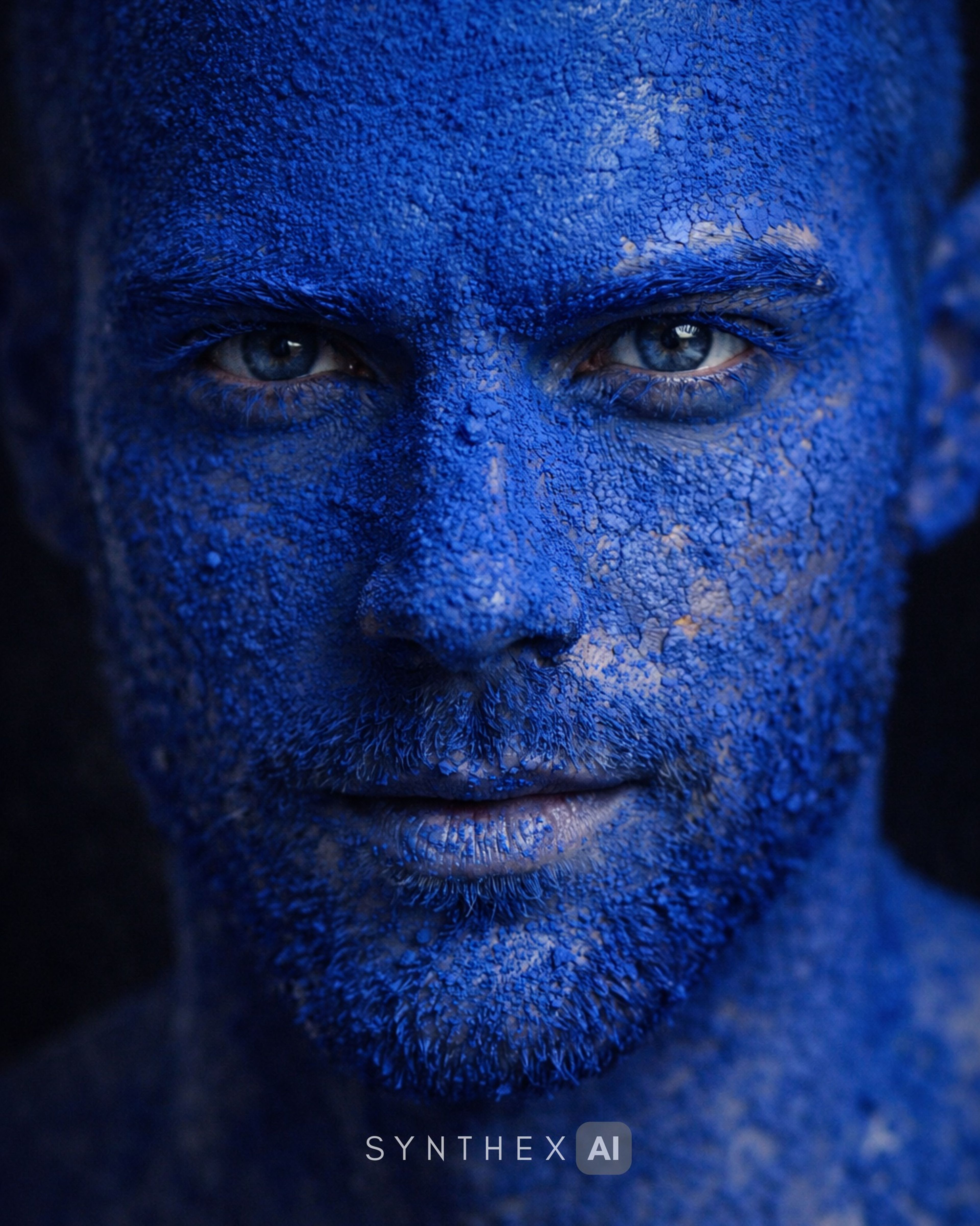 Generate Cobalt Pigment Close Up Portraits