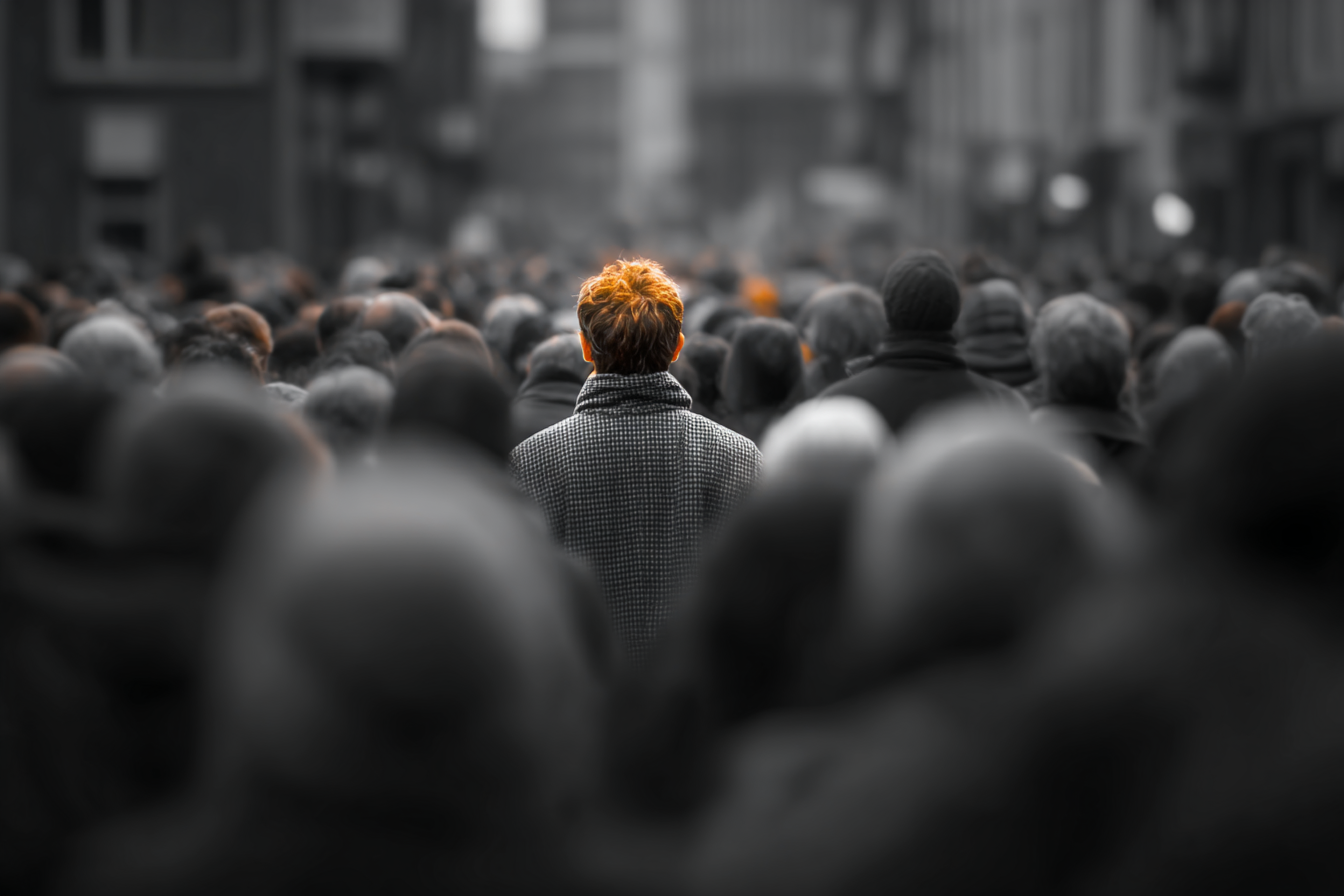 Selective Color Crowd Editorial Photo