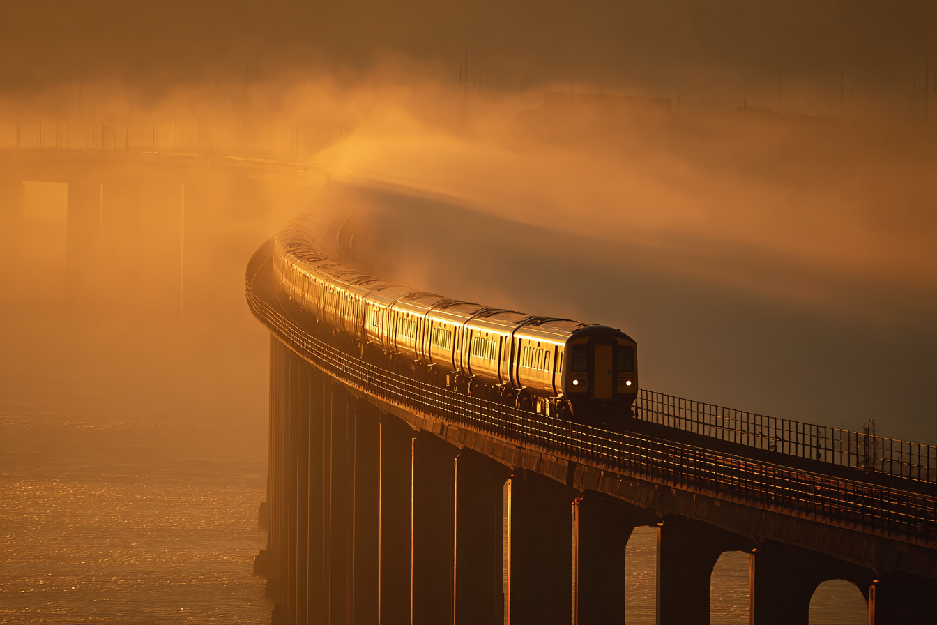 Golden Hour Train Bridge Travel Photo