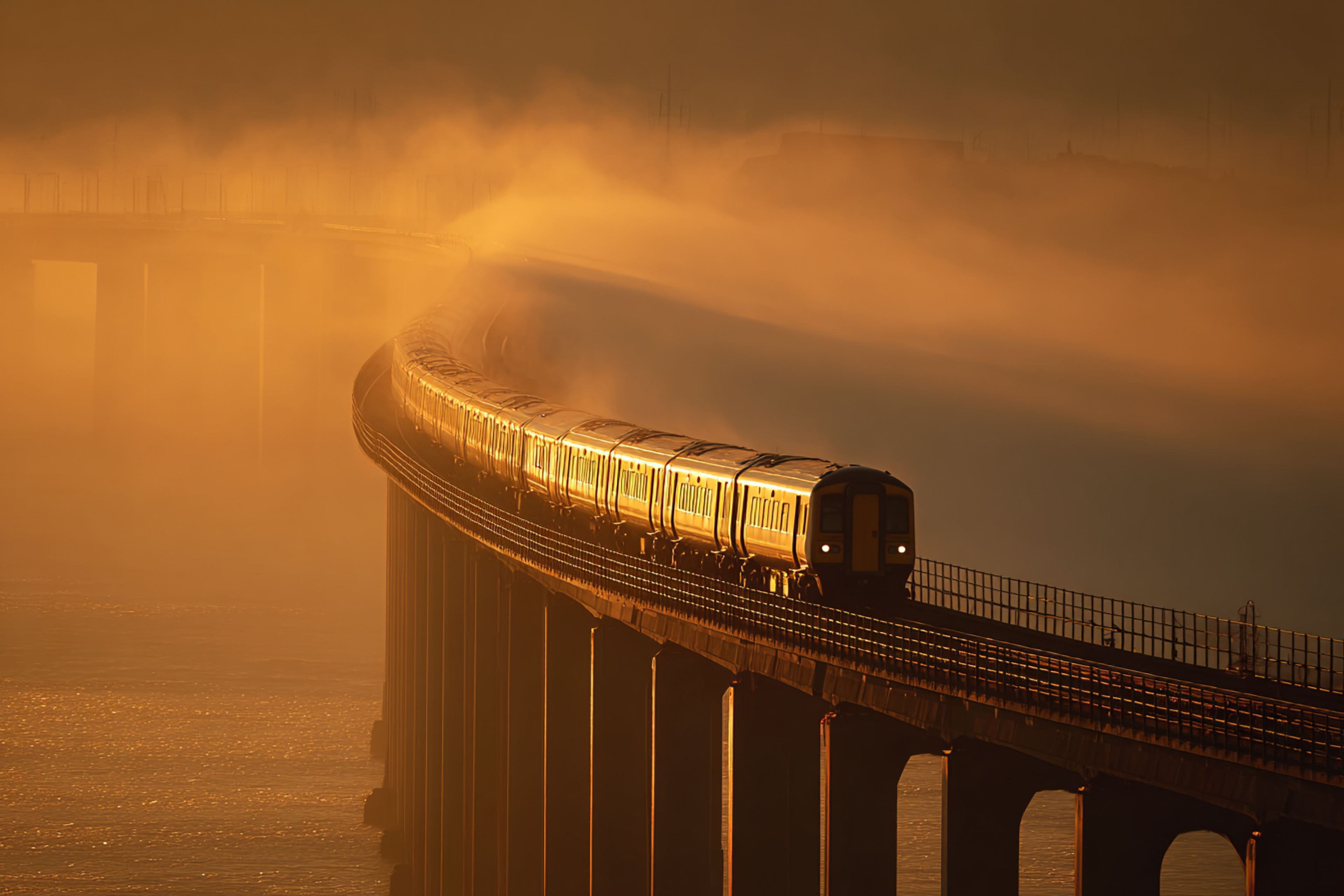 Golden Hour Train Bridge Travel Photo