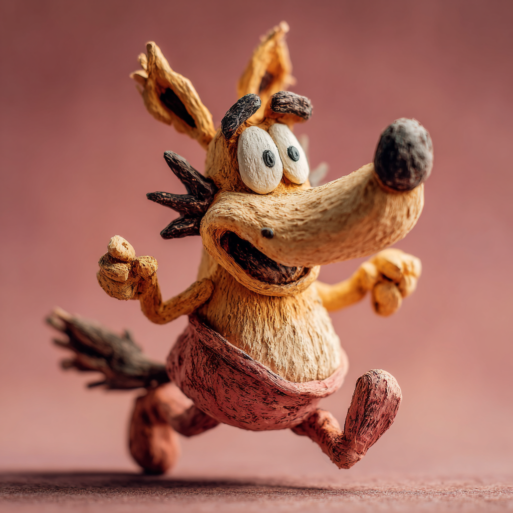Whimsical Clay Wolf Stop Motion Character
