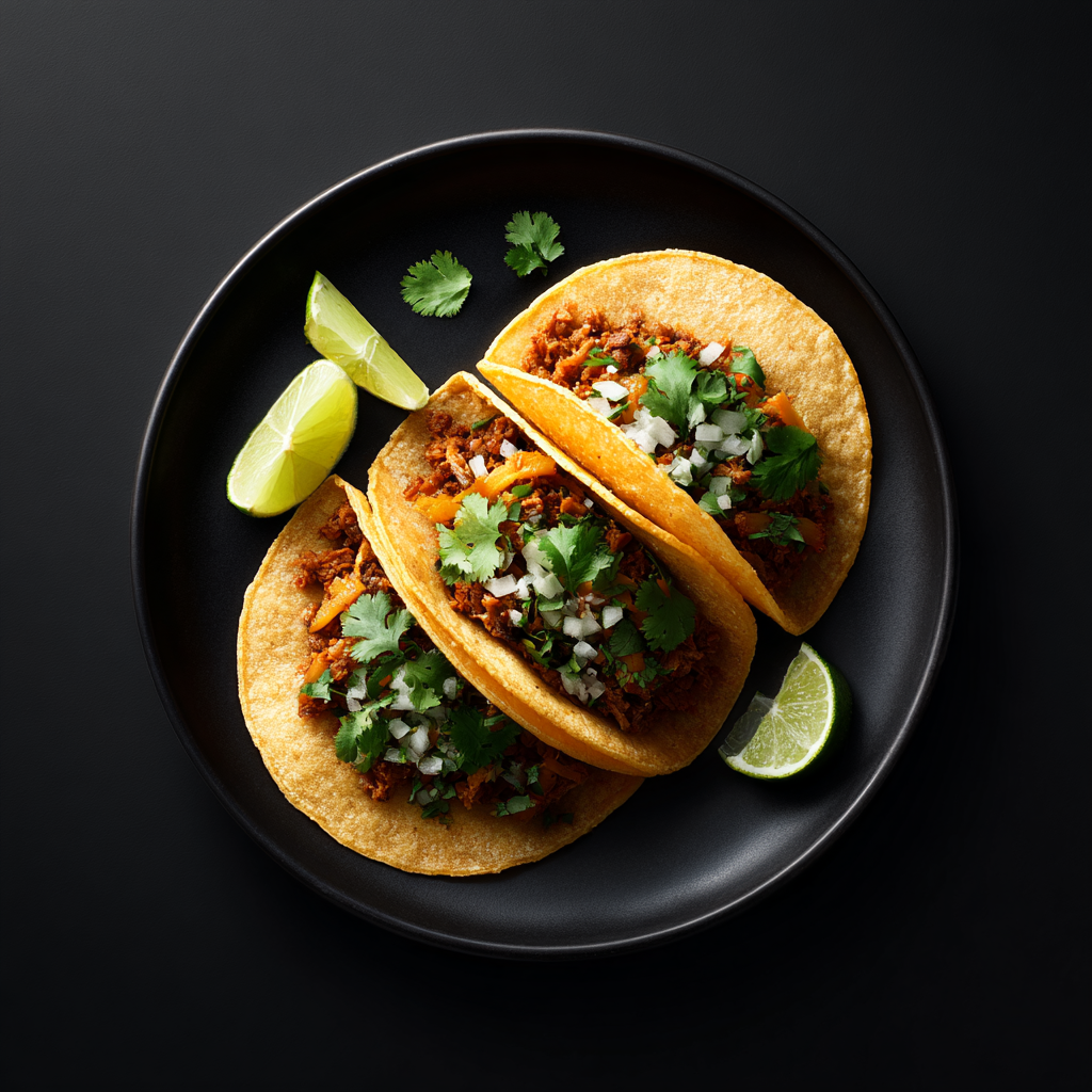 Cinematic Plate of Tacos Flat Lay Photo