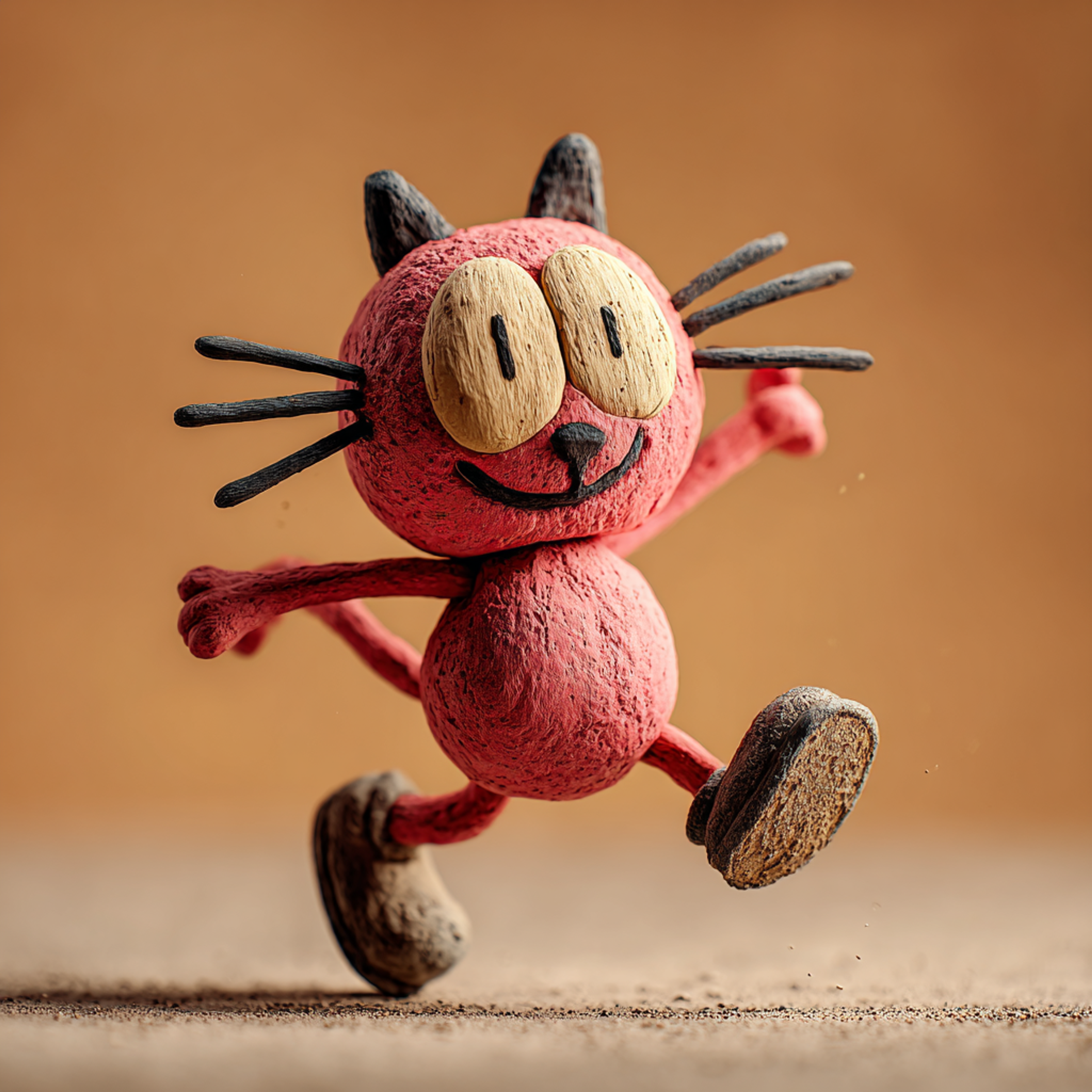Whimsical Clay Cat Stop Motion Character