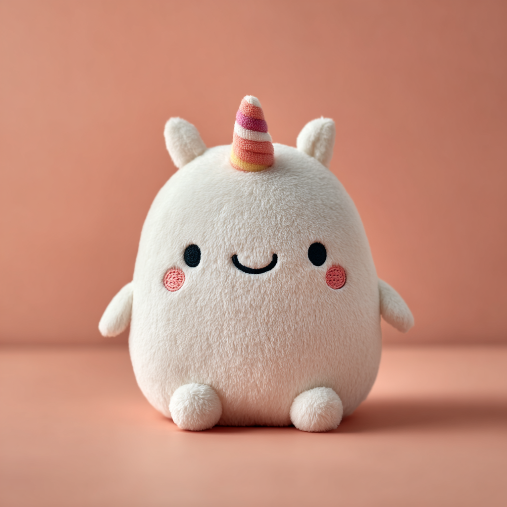 Round Kawaii Unicorn Plush Product Photo