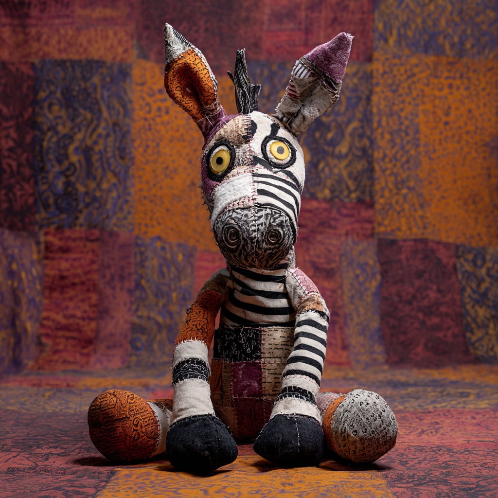 Uncanny Patchwork Plush Zebra Photo