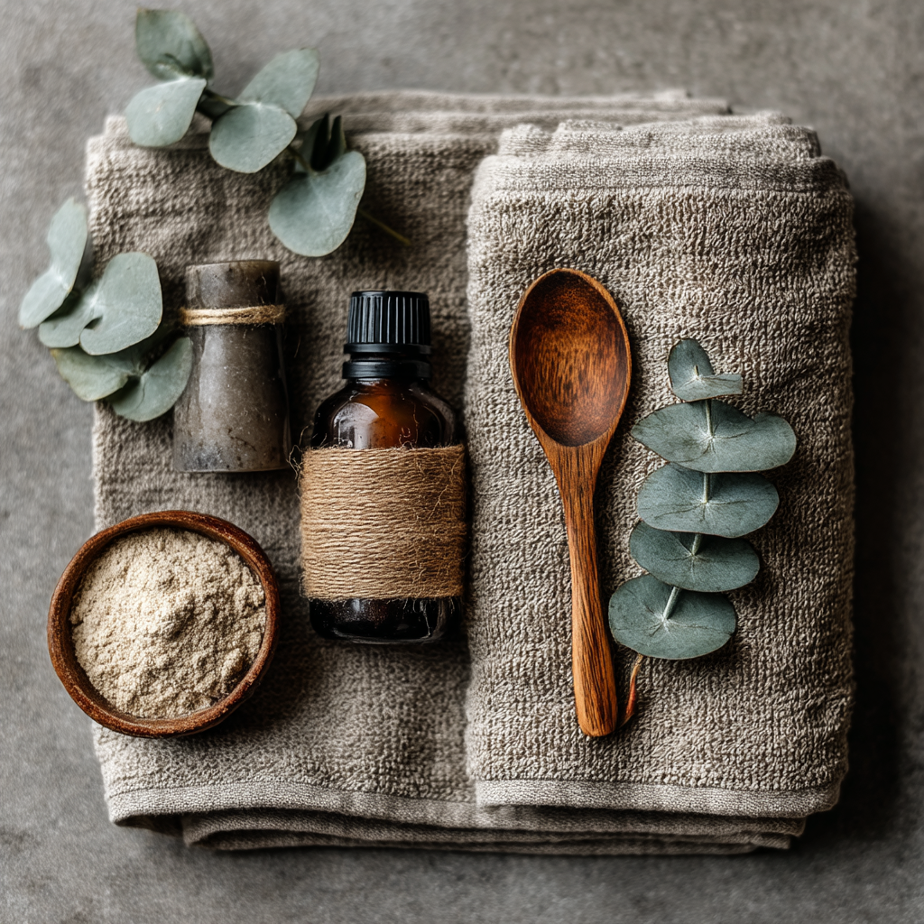Flat-lay of Handcrafted Natural Skincare Products Arranged