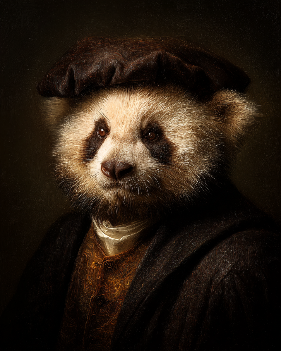 Dutch Masters Panda Studious Monk Portrait
