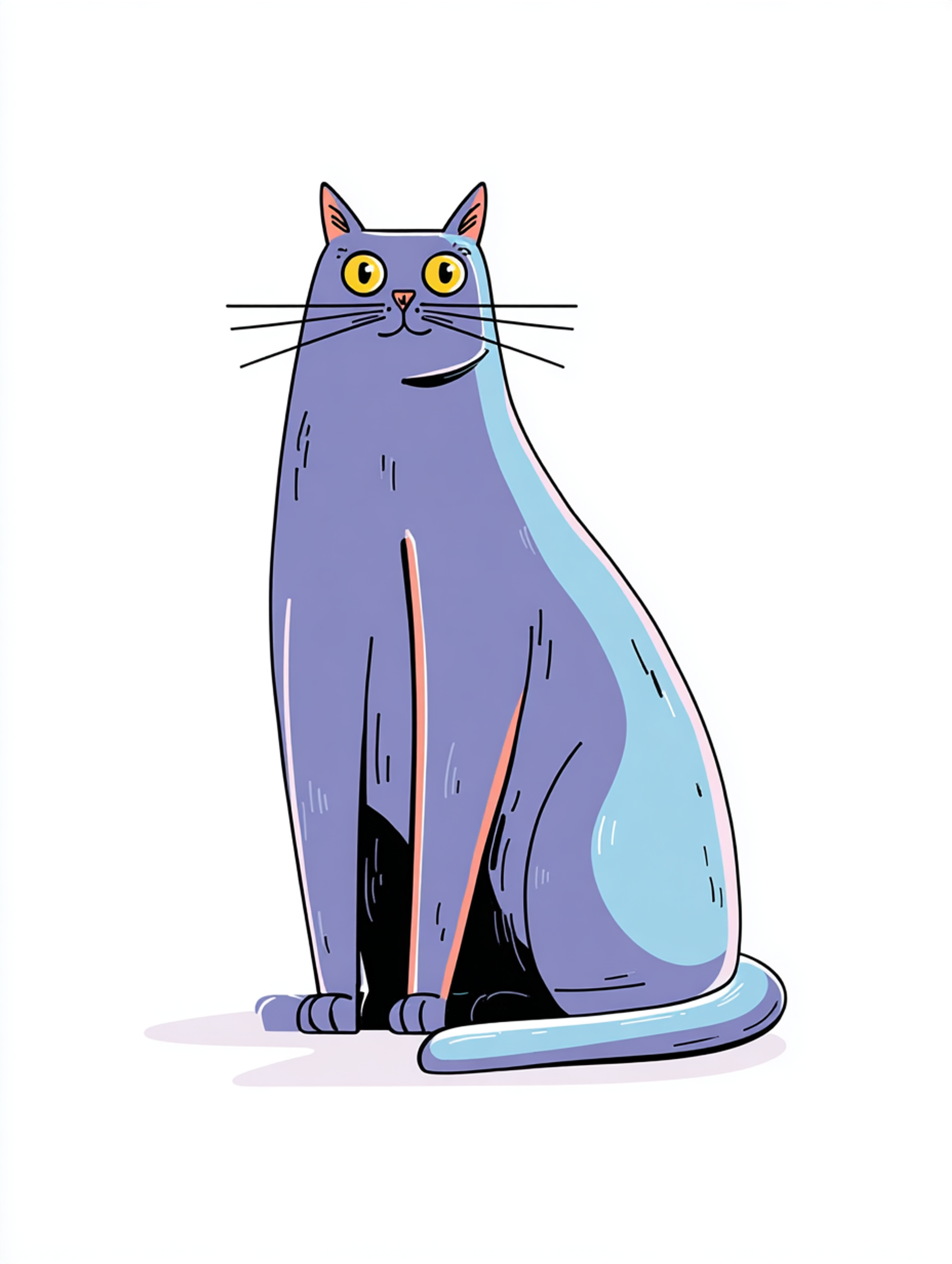 Clean Line Art Cat Illustration