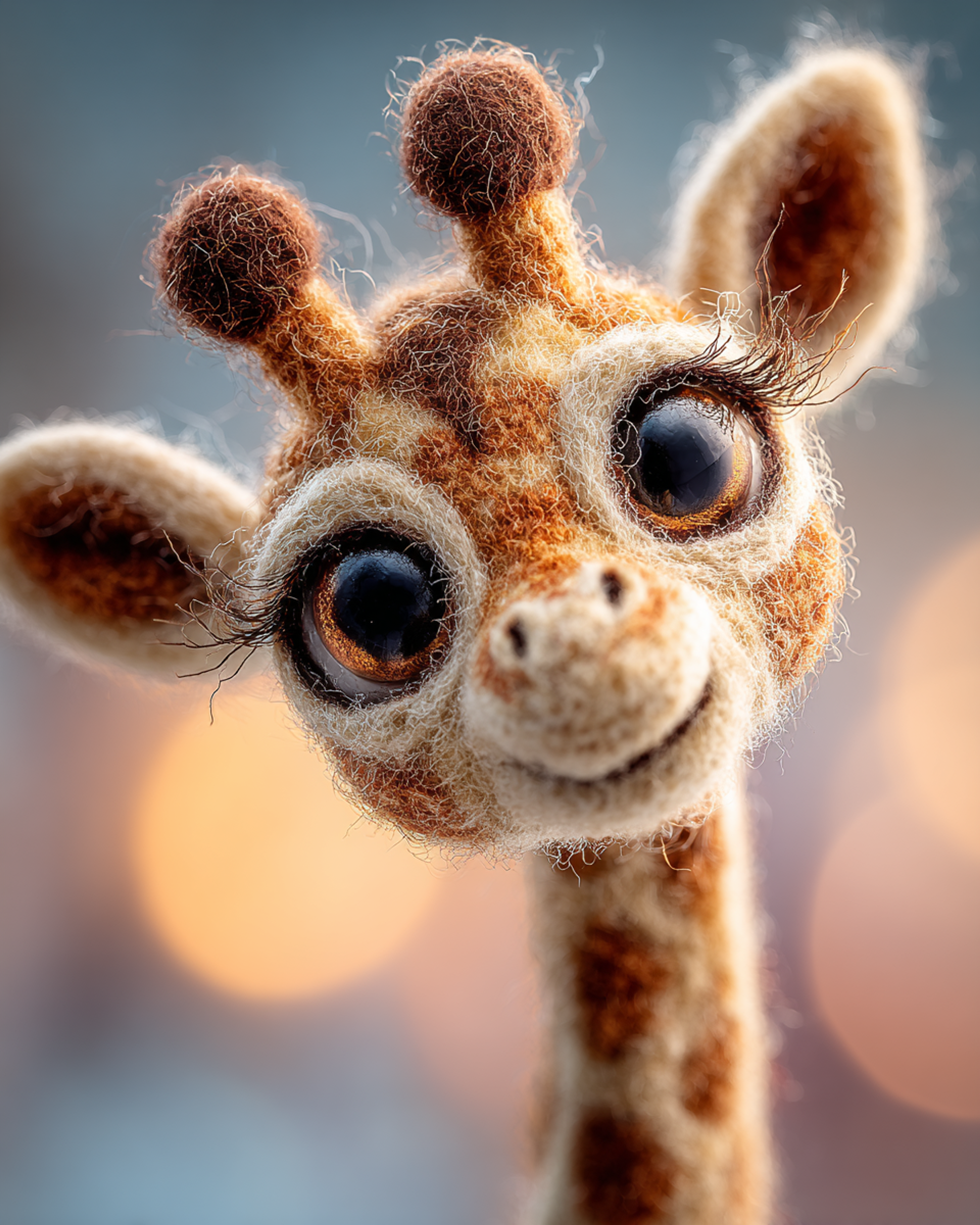 Macro Photography of Tiny Felted Wool Giraffe