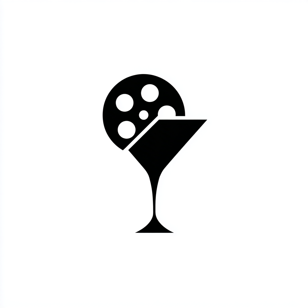 Negative Space Film Reel and Martini Glass Logo