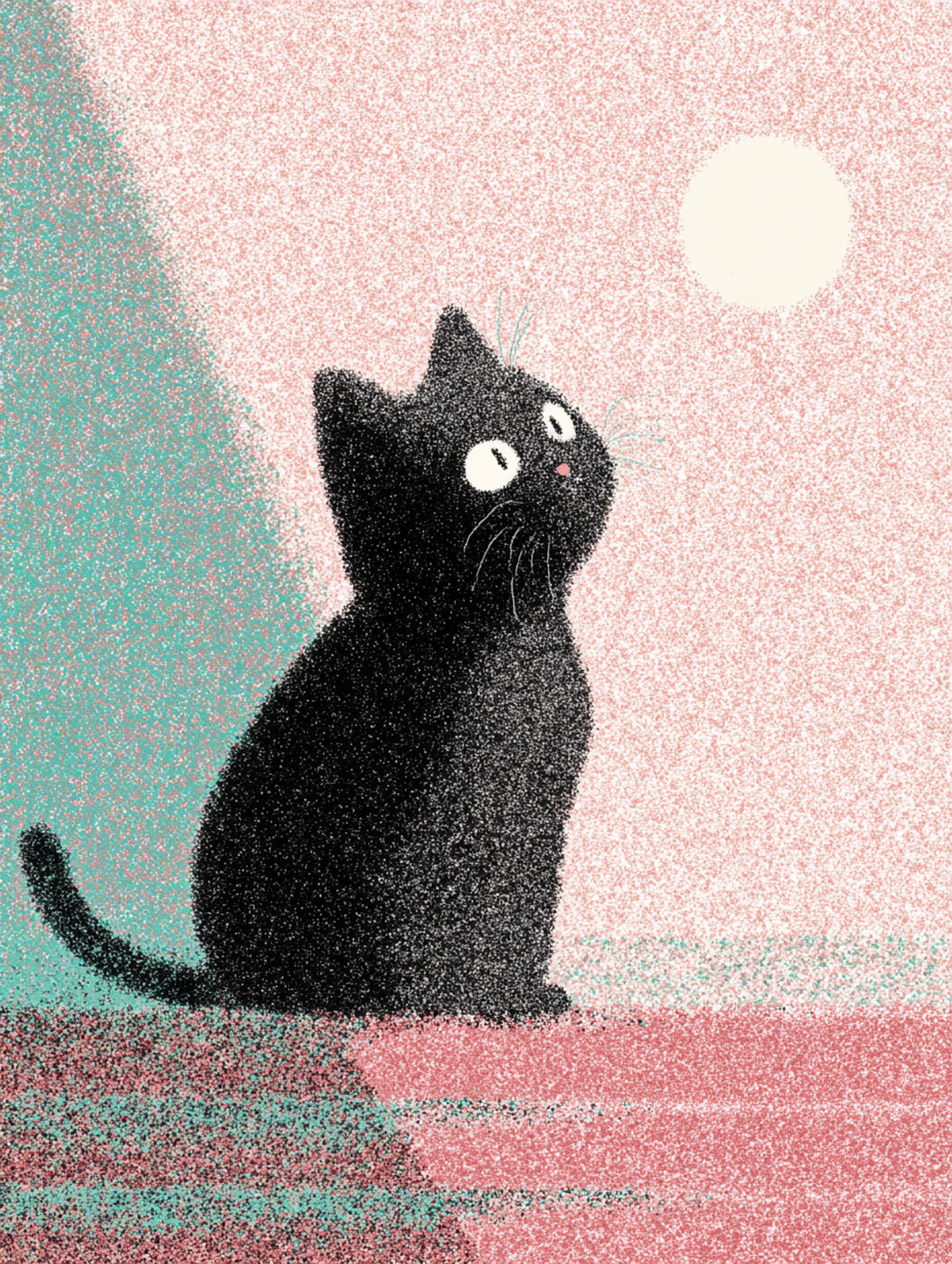 Grainy Retro Cat Illustration