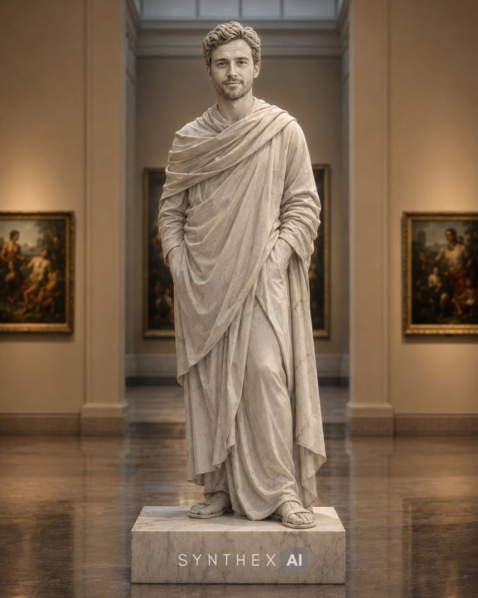 Generate Living Marble Museum Portraits