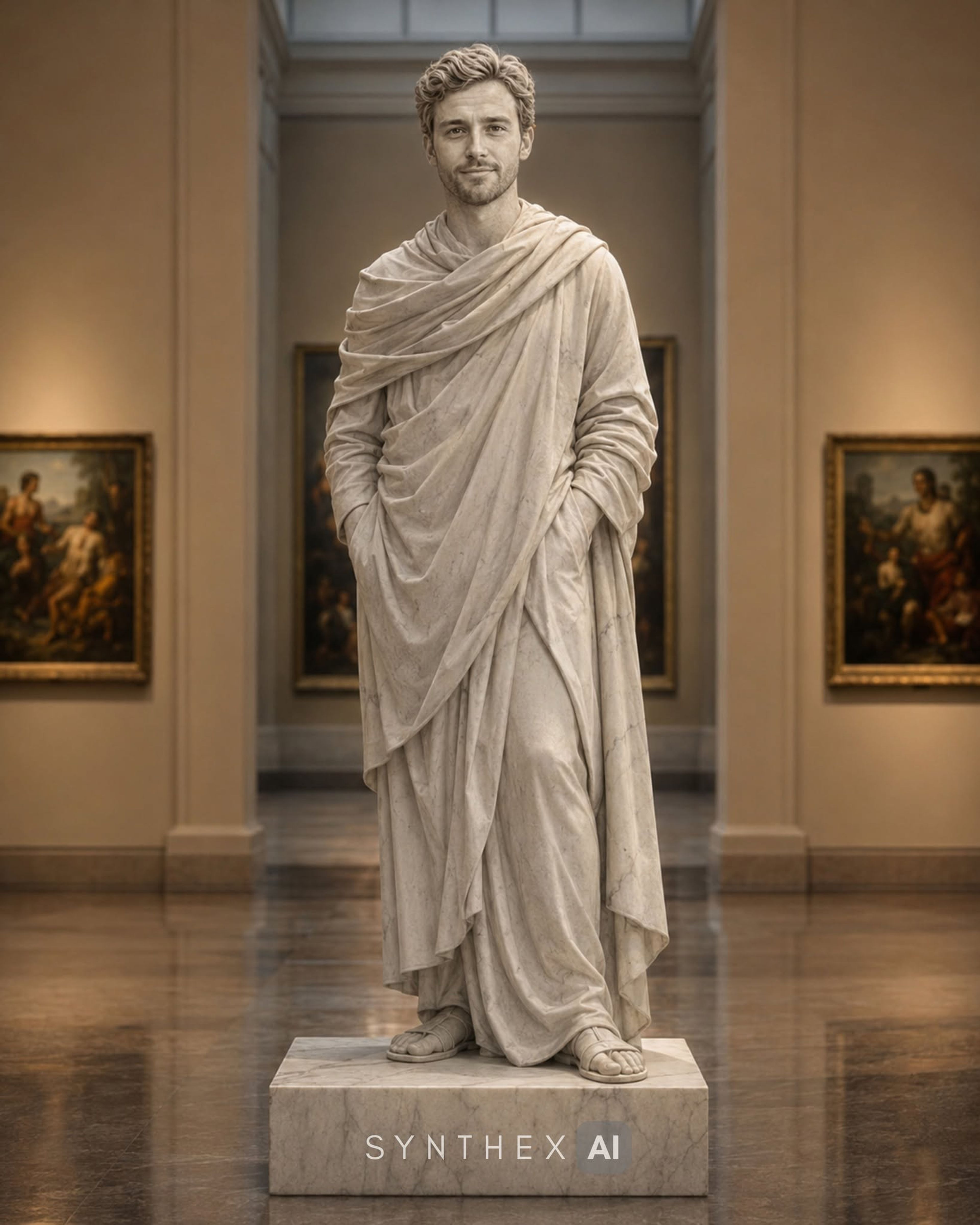 Generate Living Marble Museum Portraits