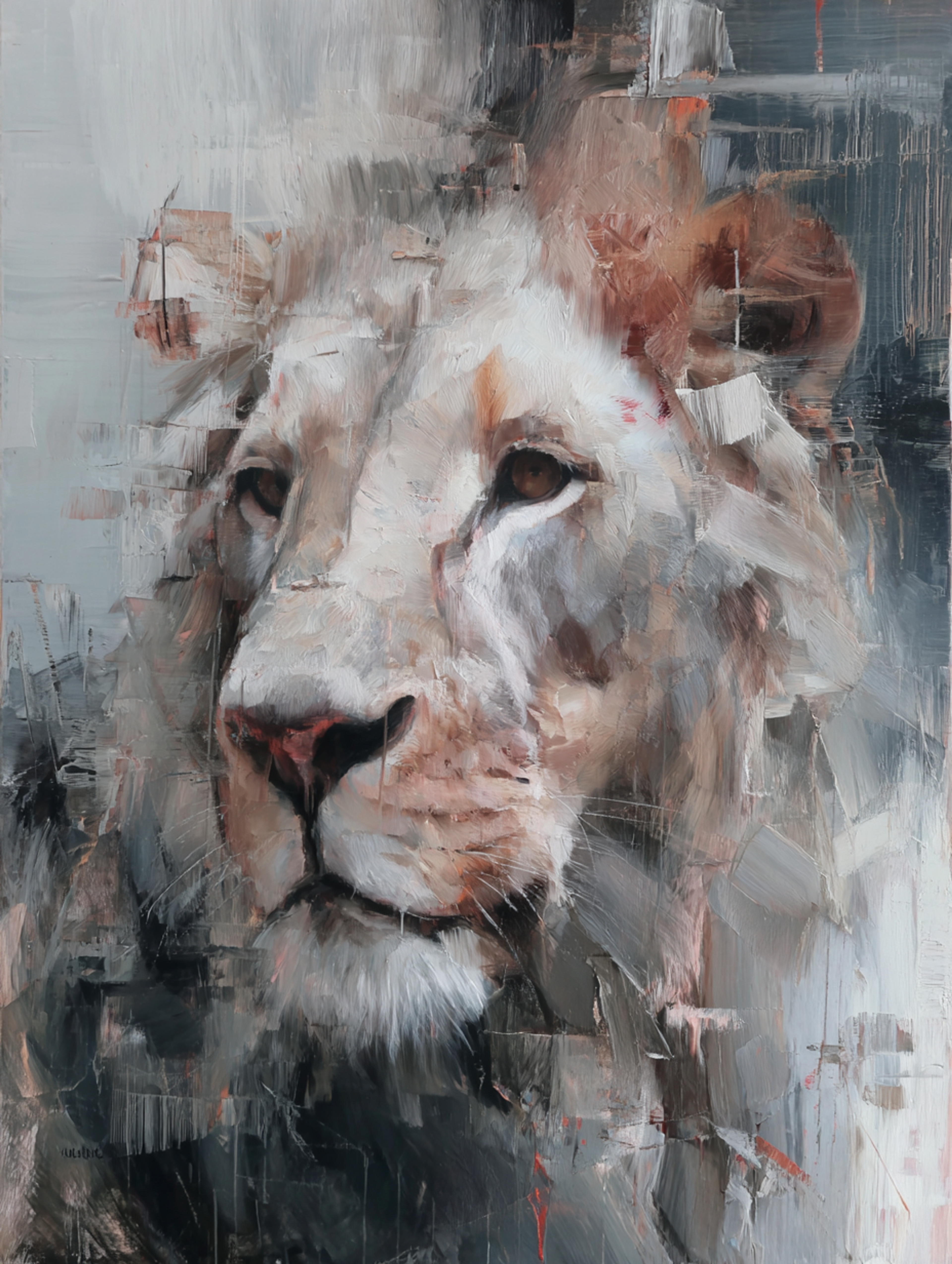 Expressive Oil Majestic Lion Painting