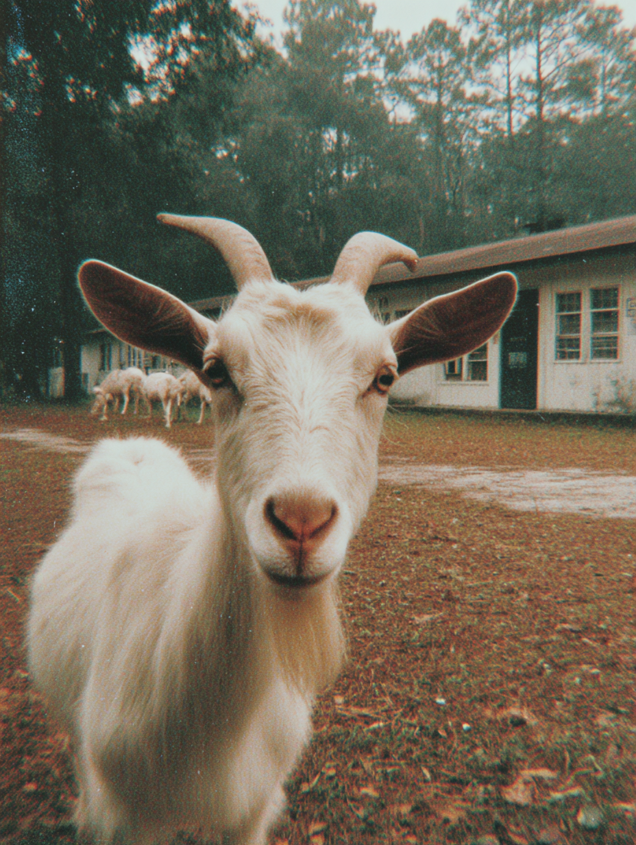 Analog Film Goat Looking at Camera Photo