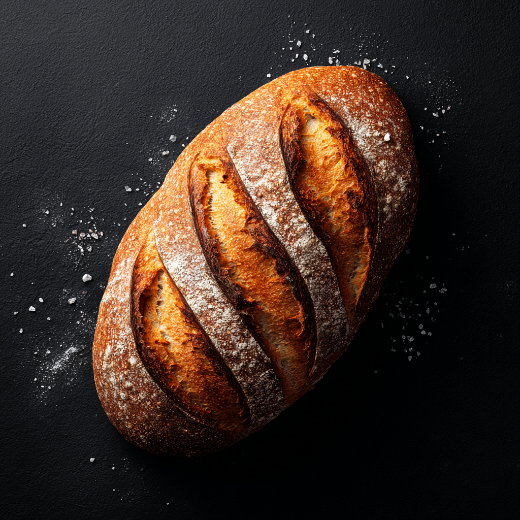 Cinematic Freshly Baked Bread Flat Lay Photo