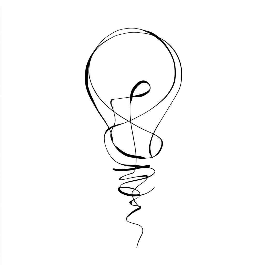 Minimalist Single Line Lightbulb Drawing
