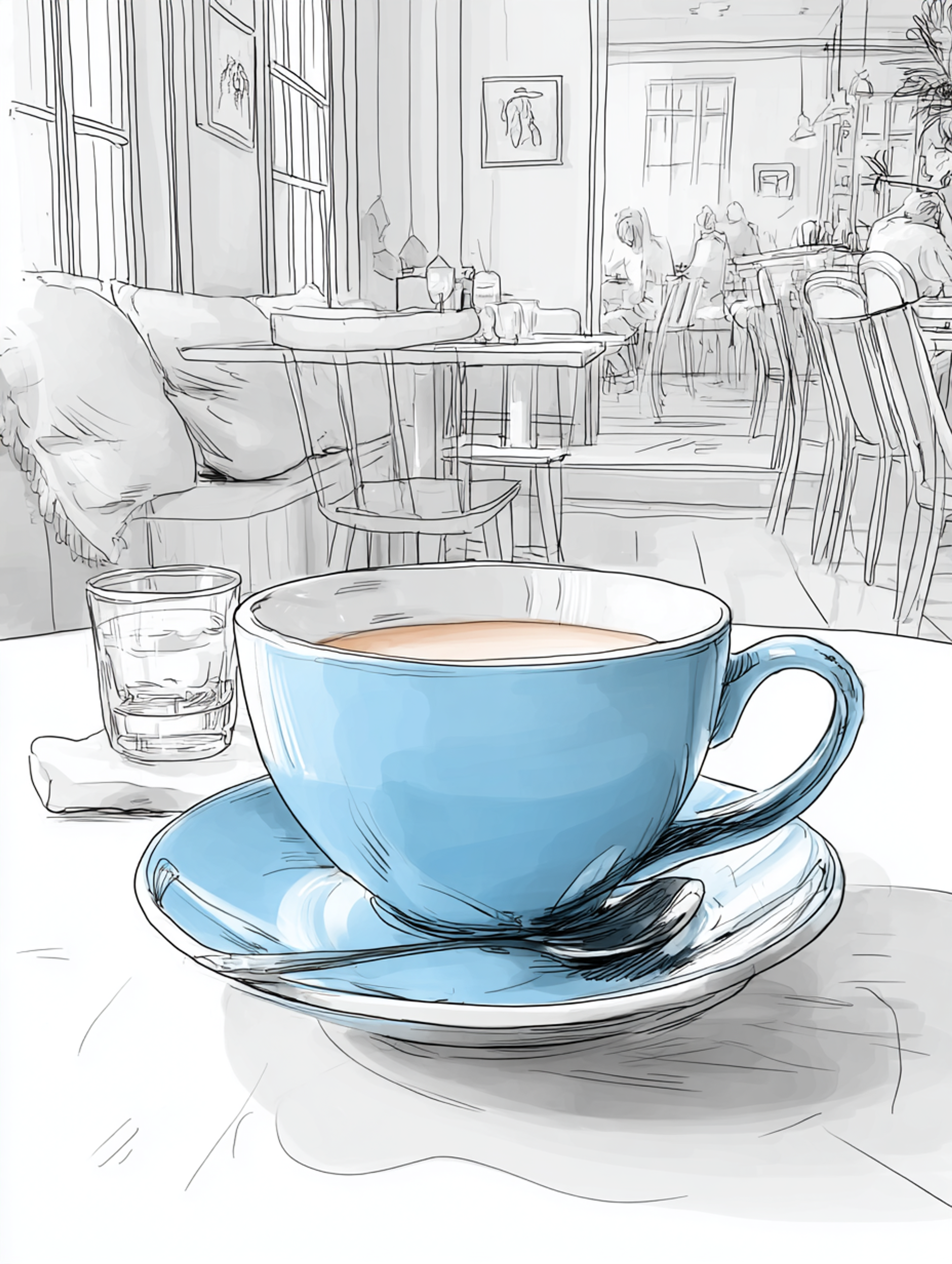 Pencil and Watercolor Teacup Sketch
