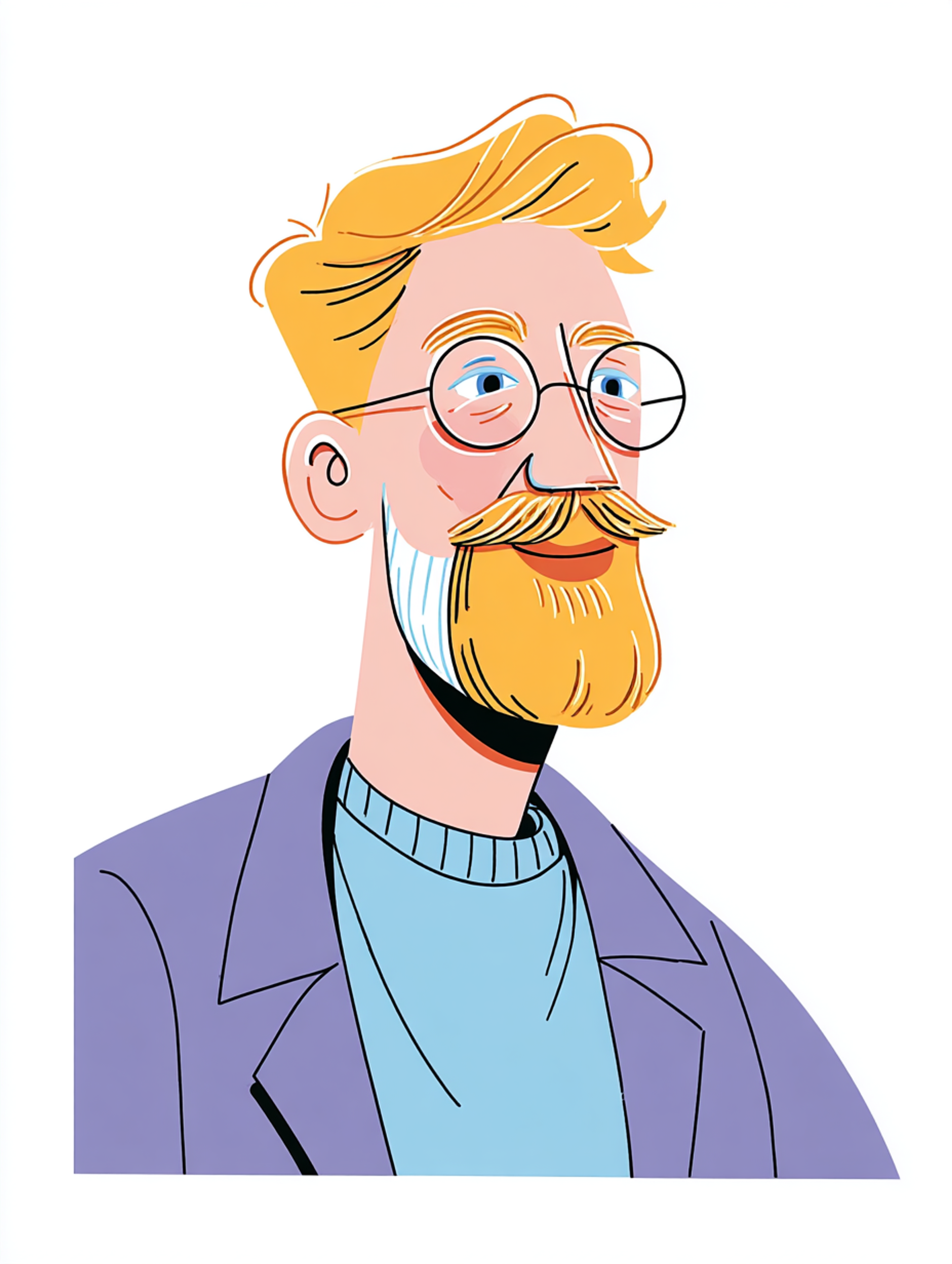 Clean Line Art Man Portrait Illustration