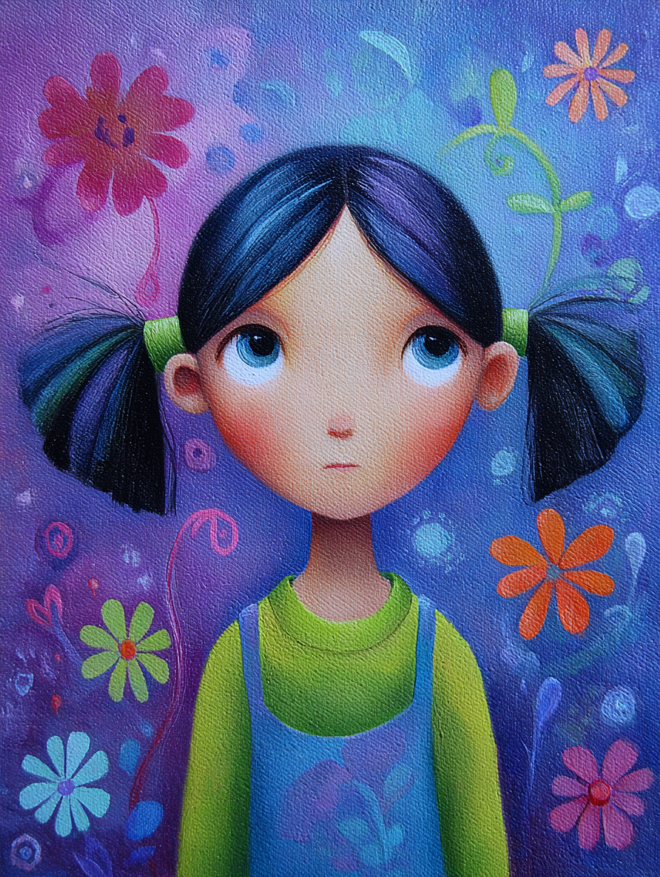 Whimsical Children's Book Girl Illustration