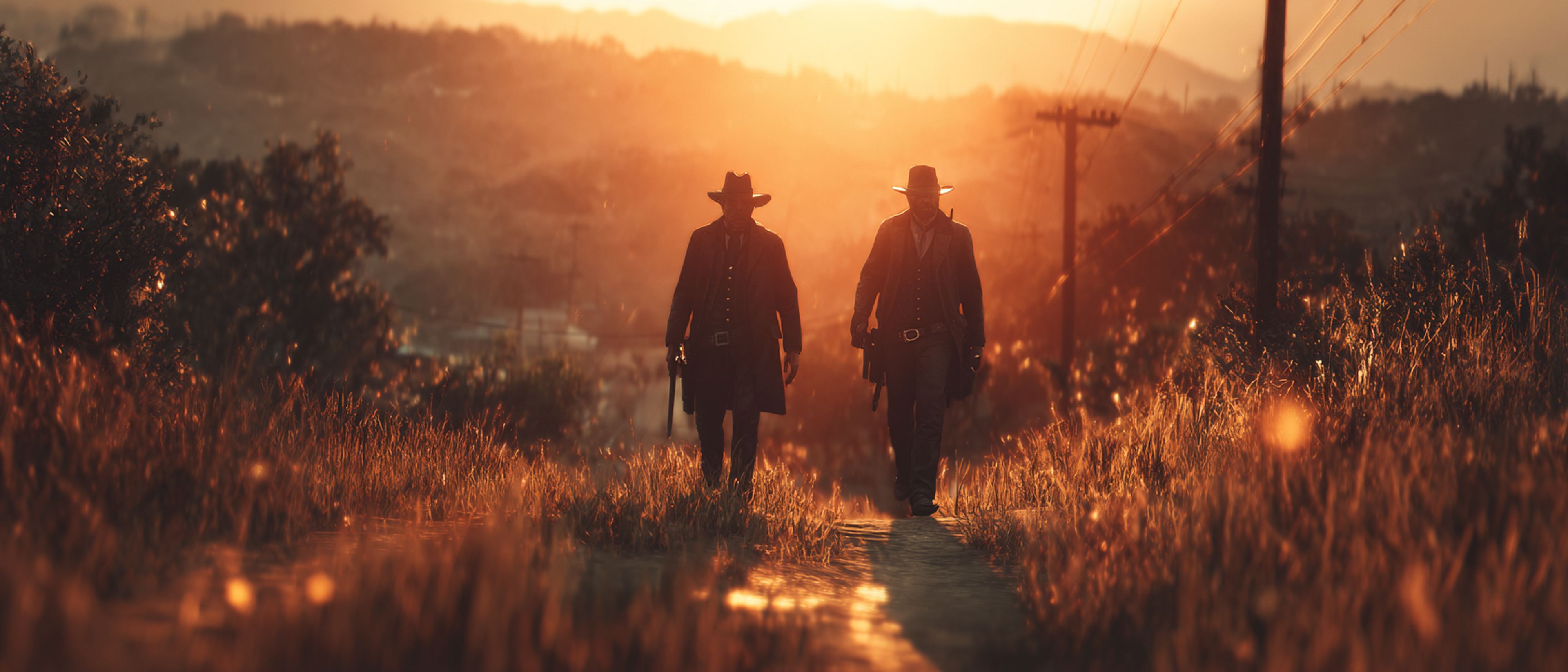 Modern Western Two Outlaws in Tense Standoff Film Still Composition 2