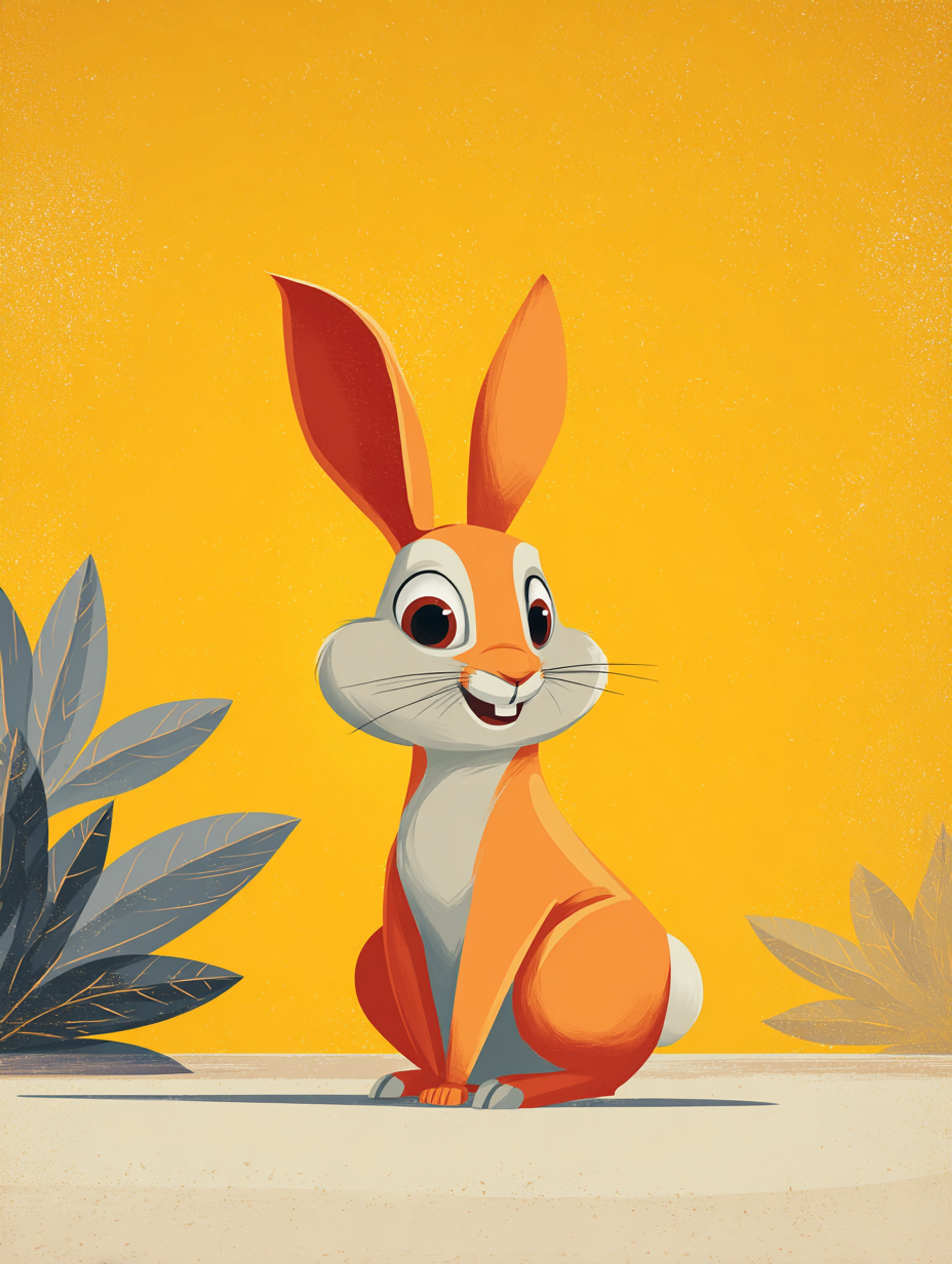 Flat Graphic Friendly Rabbit Illustration