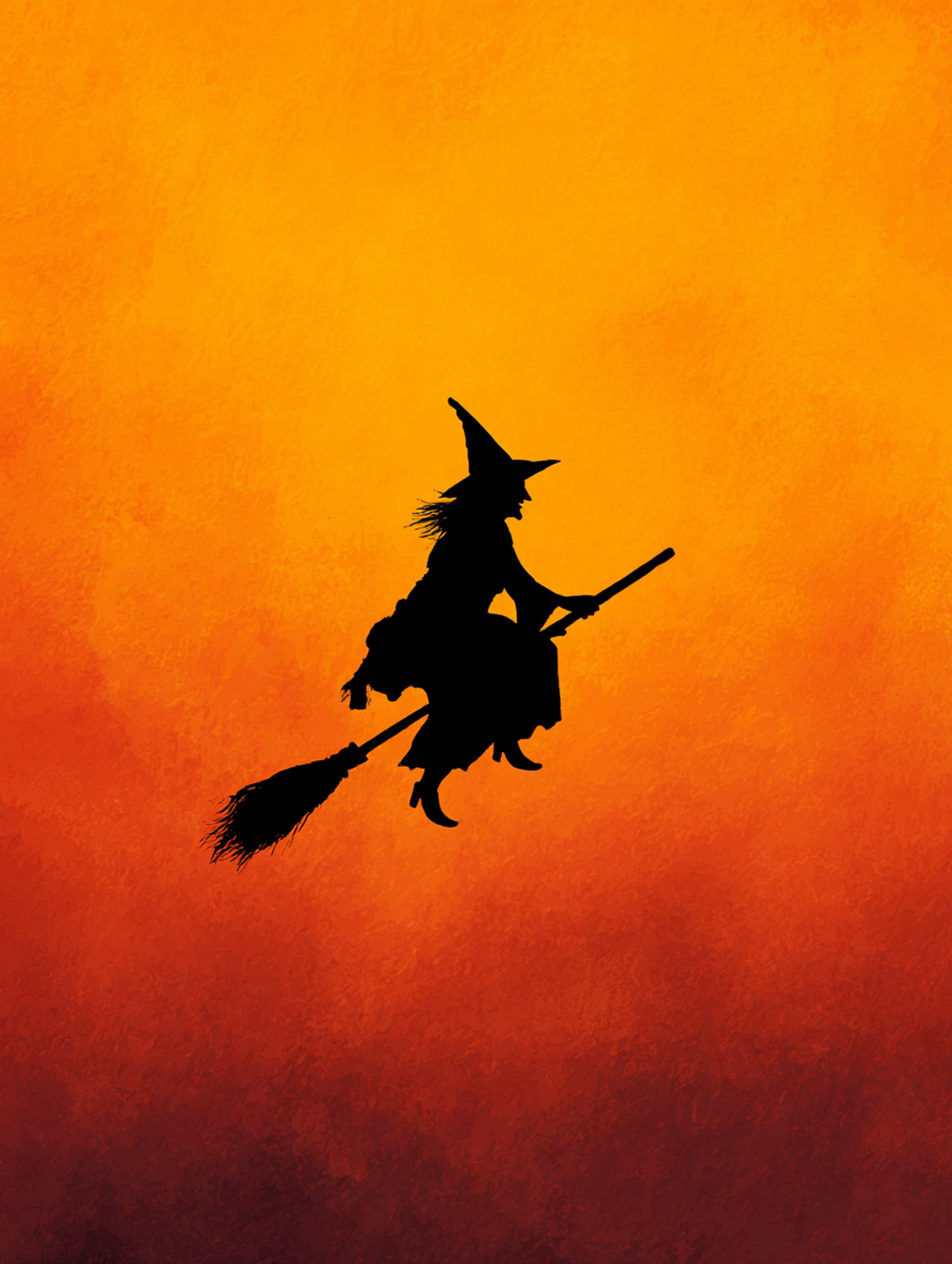 Spooky Witch on a Broomstick Silhouette Illustration