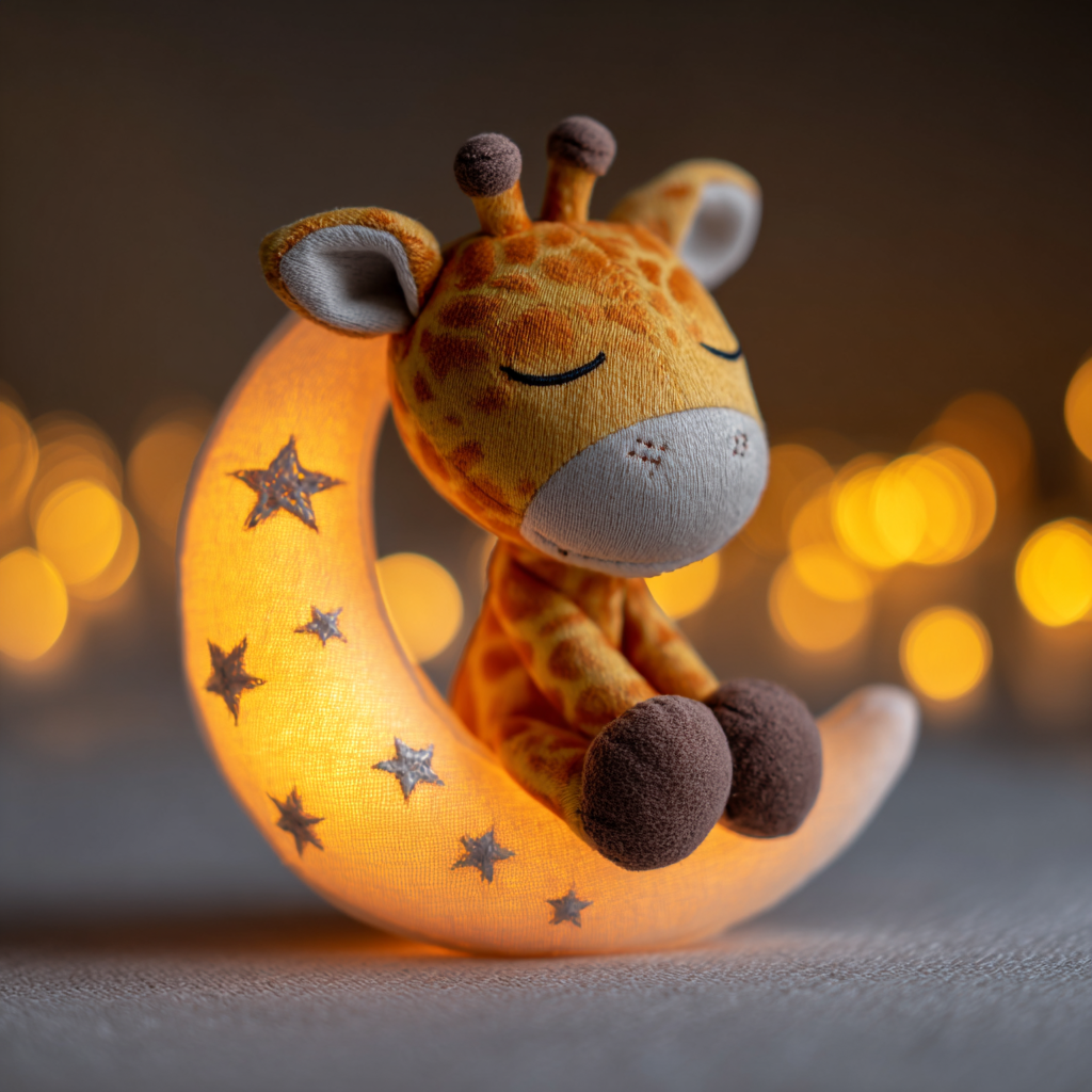 Sleepy Chibi Giraffe Crescent Moon Plush