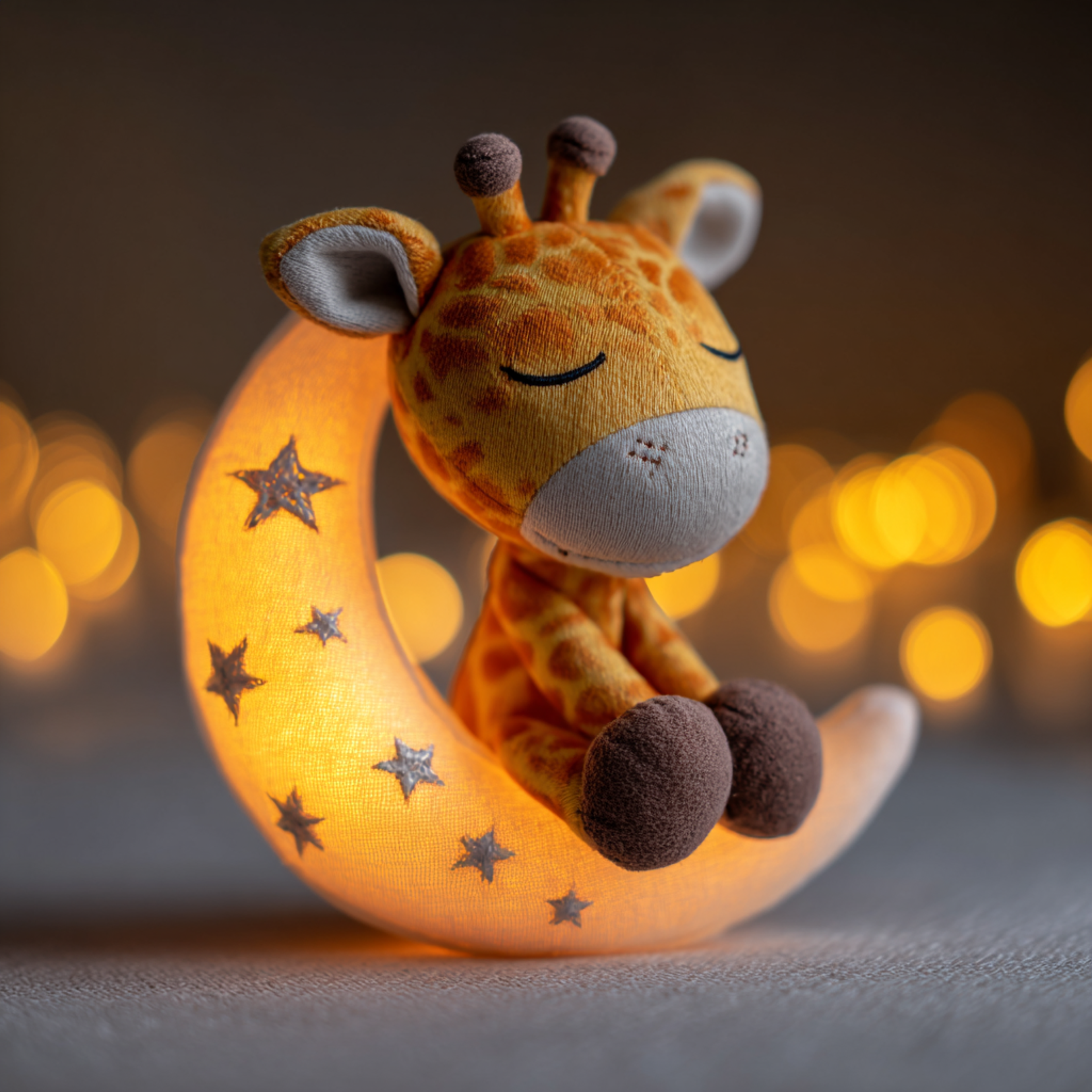 Sleepy Chibi Giraffe Crescent Moon Plush