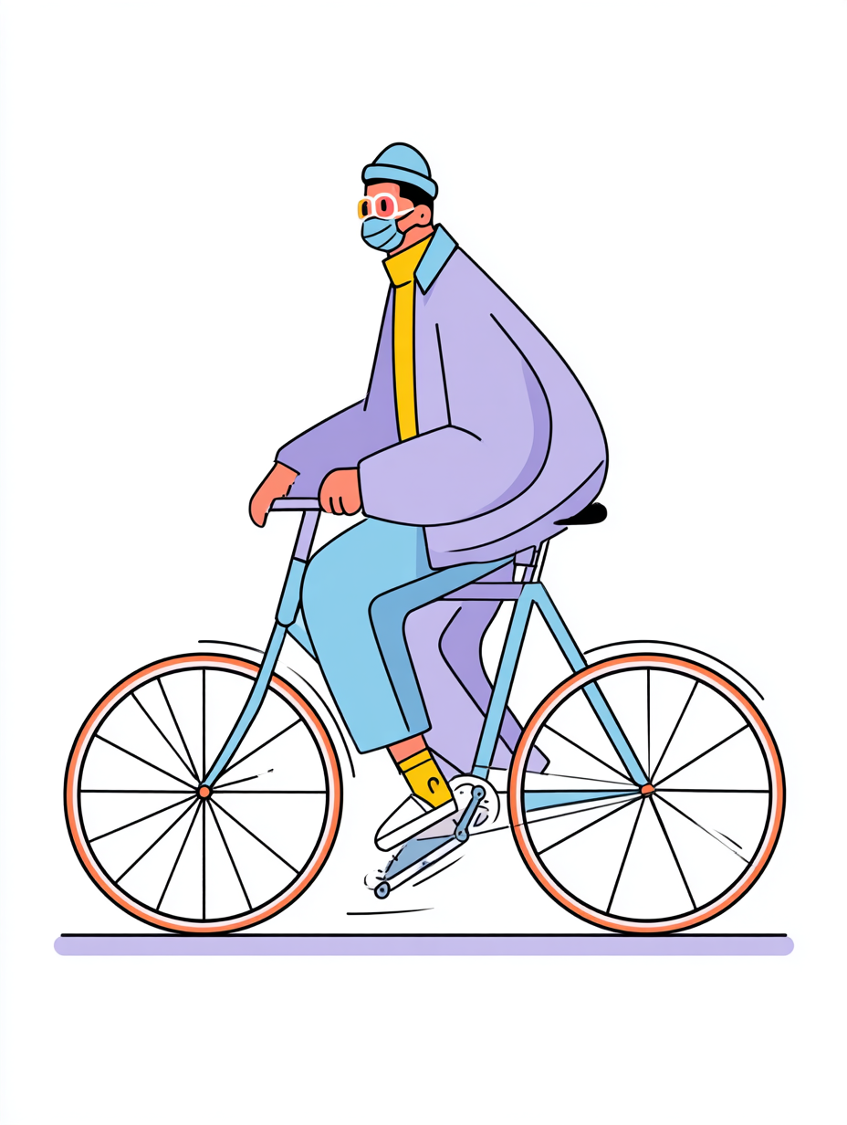 Clean Line Art Cyclist Illustration
