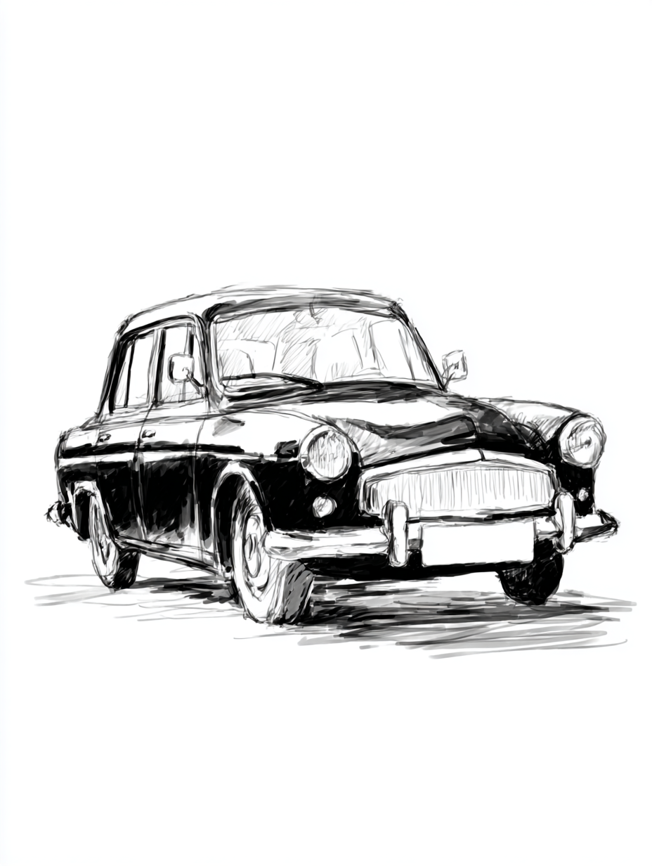 Pencil Classic Car Sketch