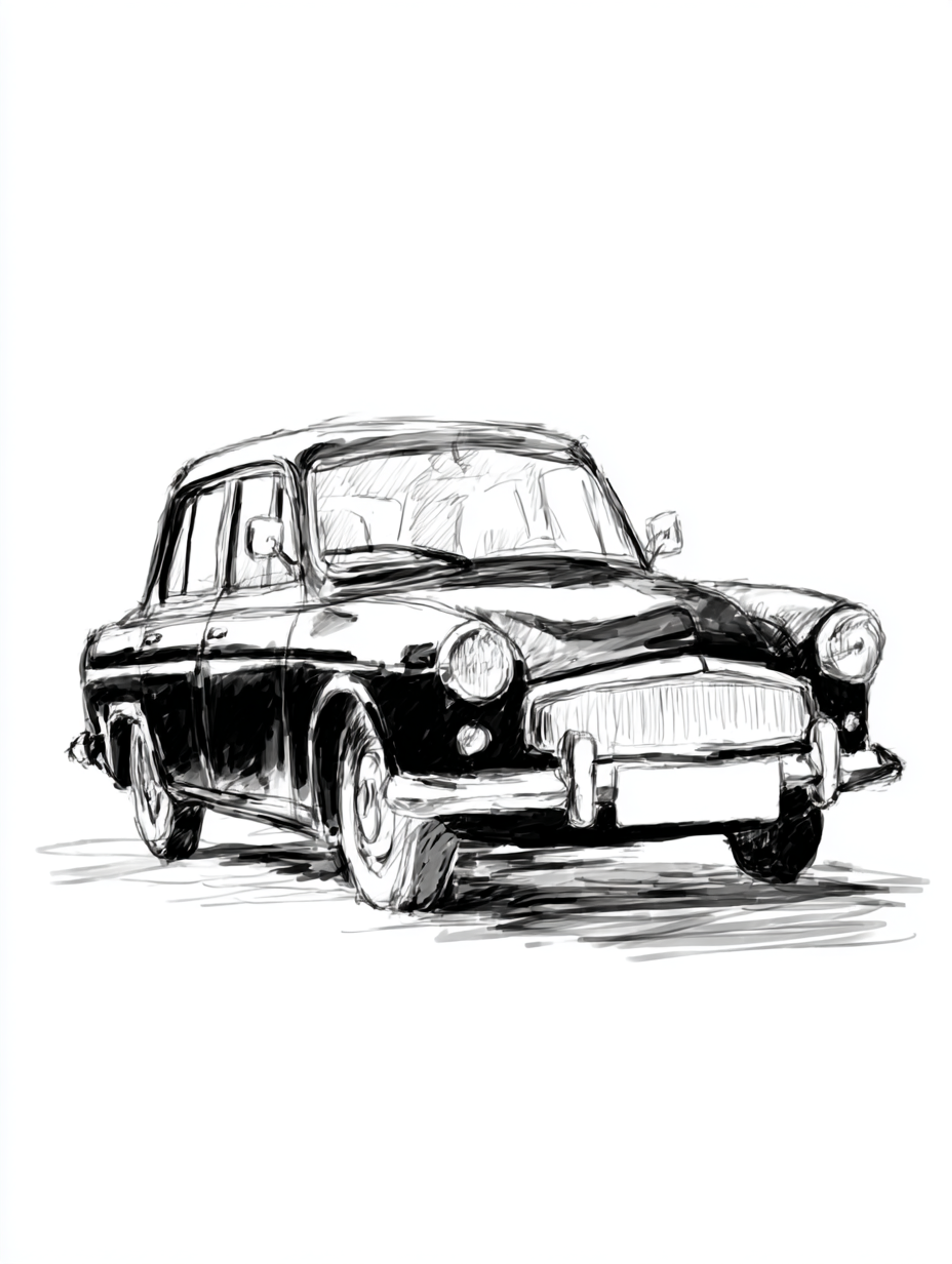 Pencil Classic Car Sketch