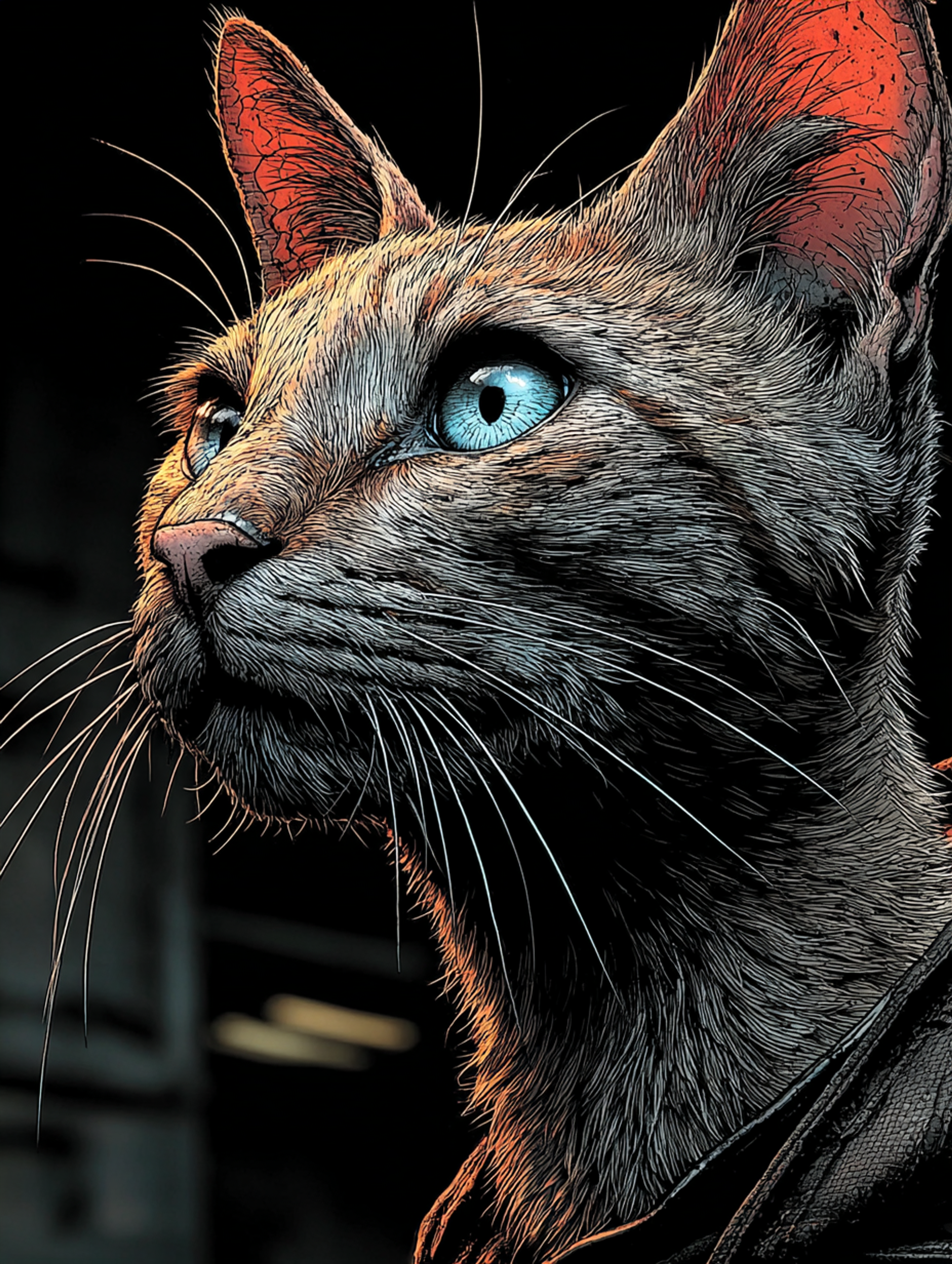 Gritty Cinematic Majestic Cat Scene