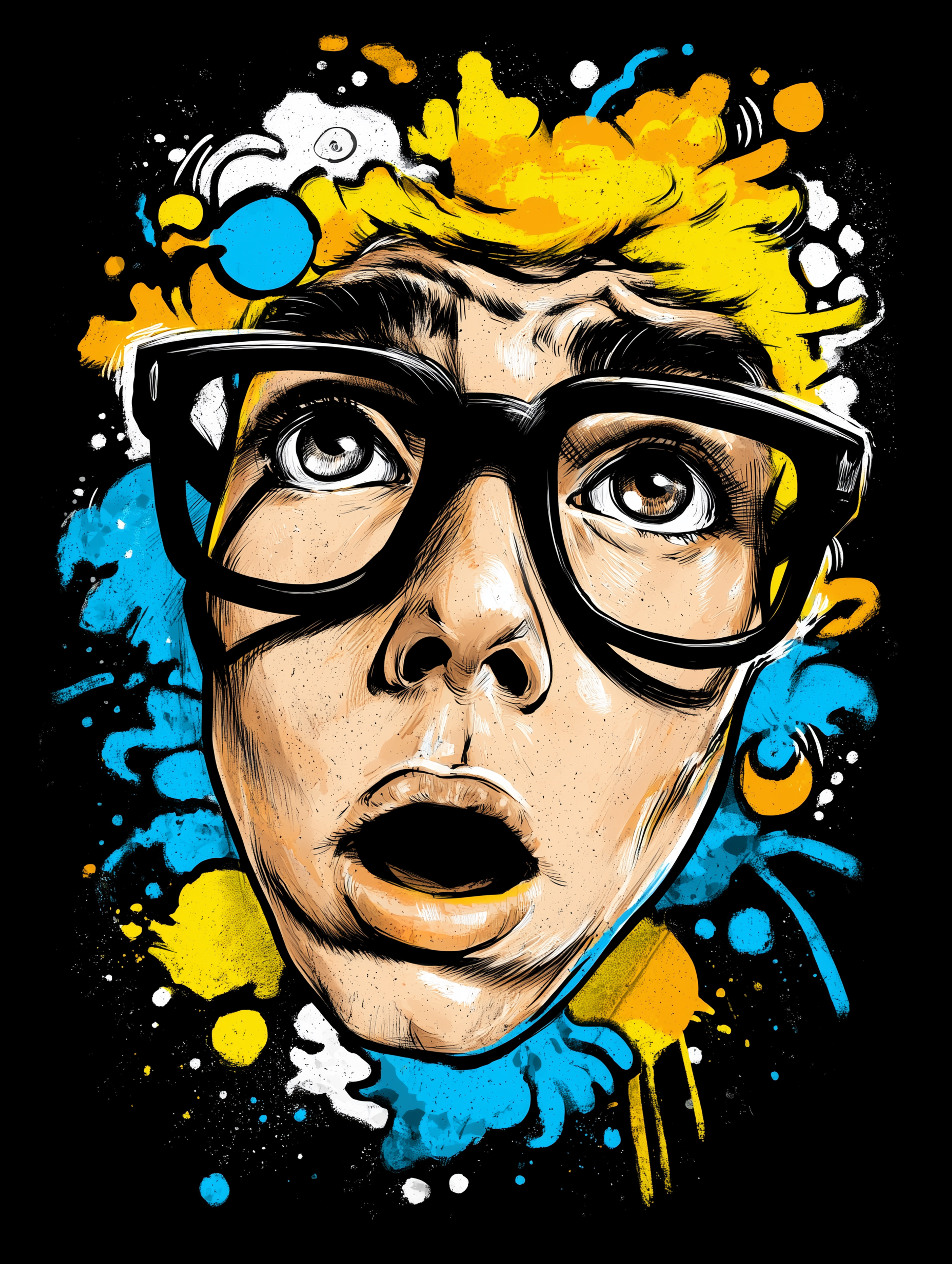 Vibrant Expressive Person with Glasses Illustration